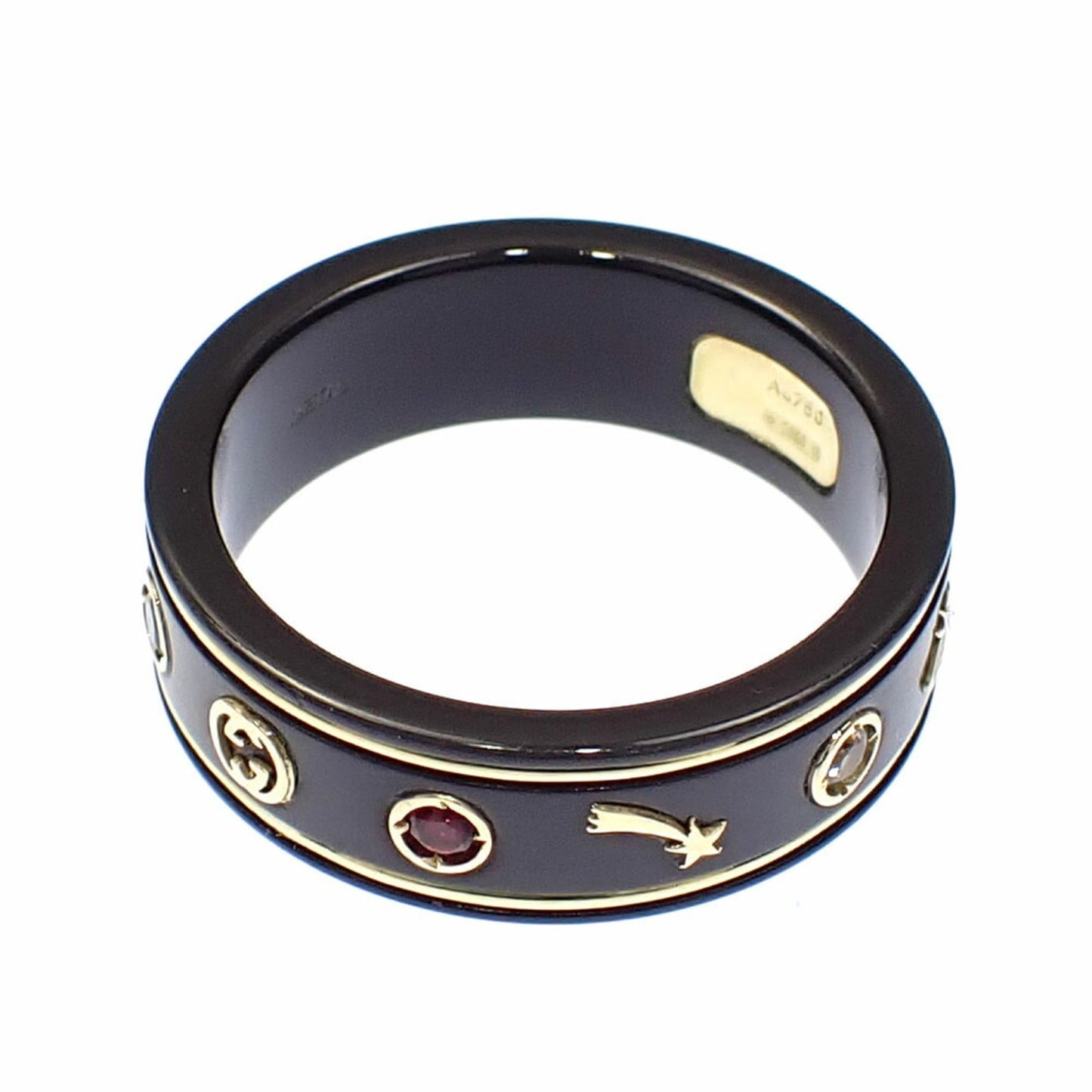 Gucci Icon Black Yellow Metal Band Ring
