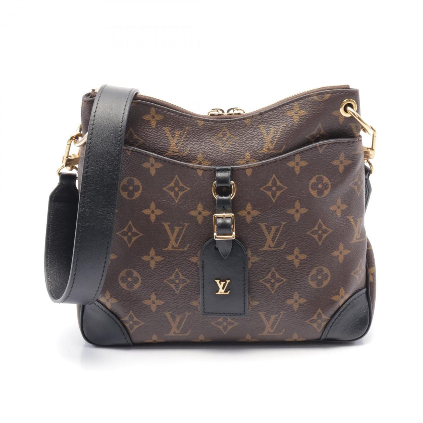 Louis Vuitton Black Brown Coated Canvas Leather Shoulder Bag