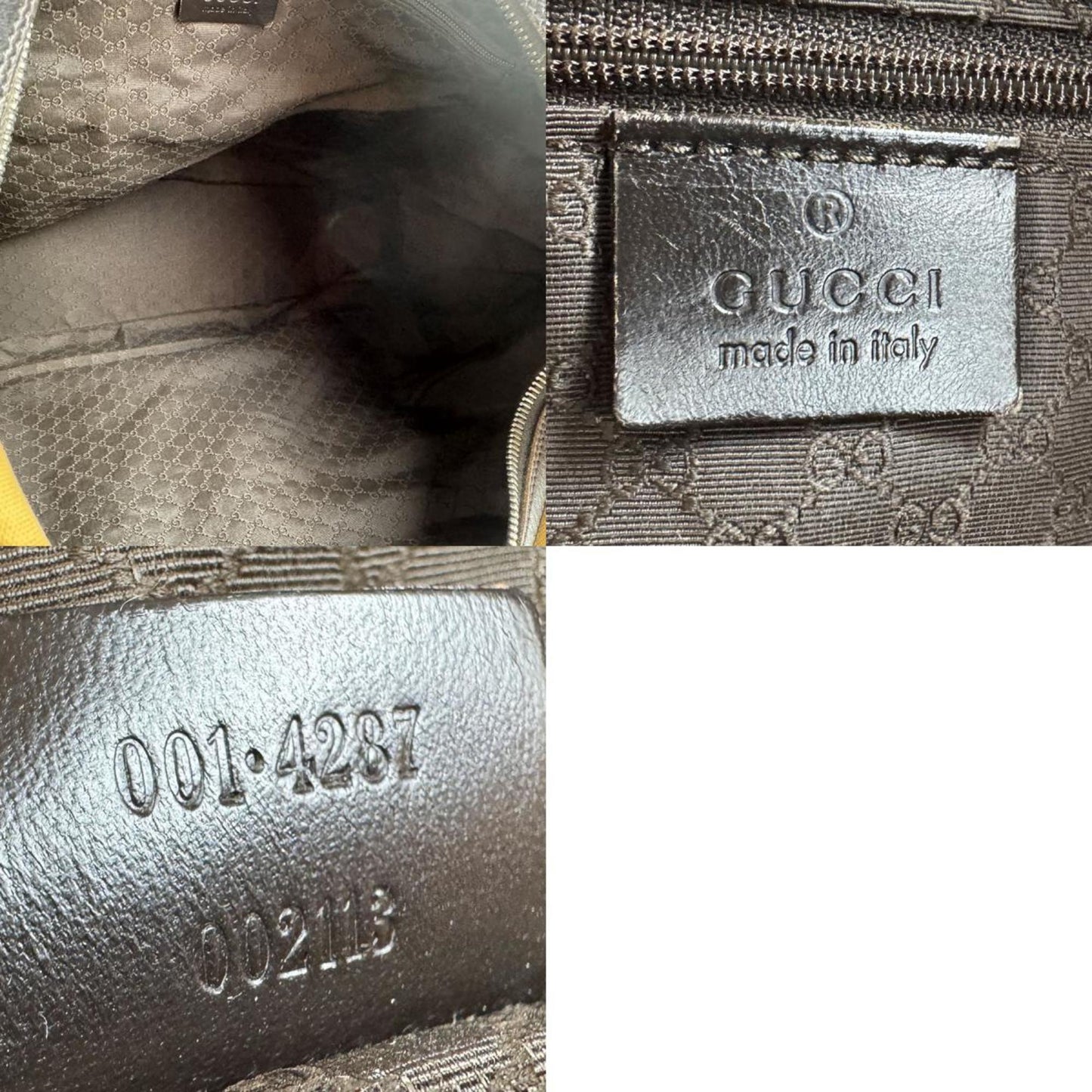 Gucci Beige Brown Canvas Leather Shoulder Bag