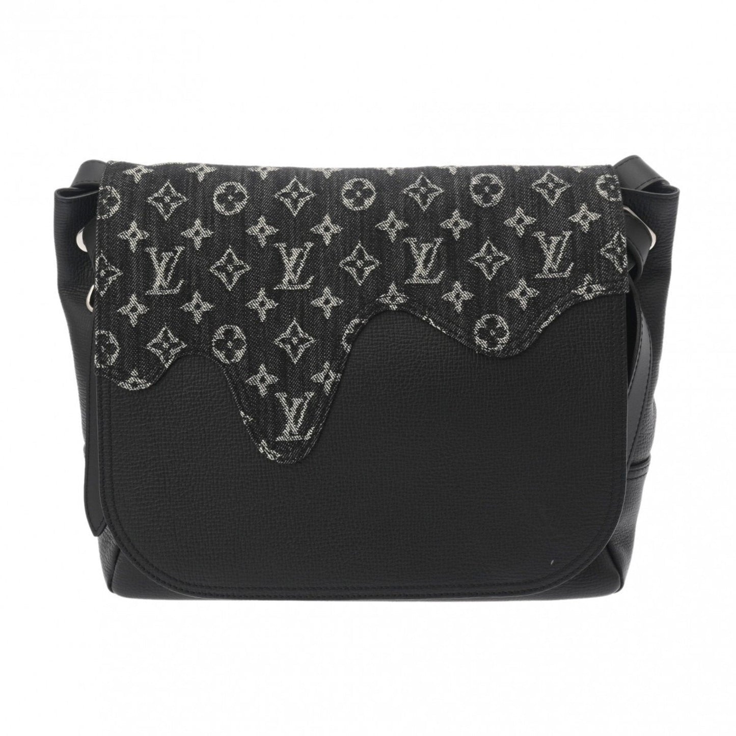 Louis Vuitton Black Denim Canvas Leather Shoulder Bag ()