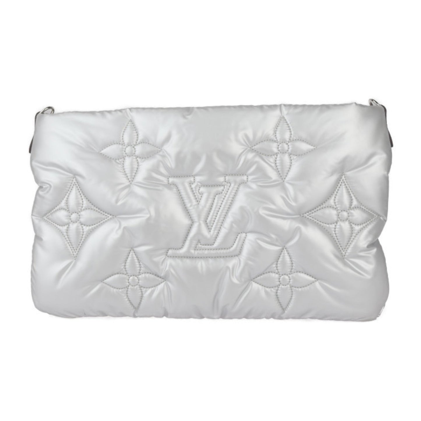 Louis Vuitton Pale Pink Silver Nylon Clutch Bag Handbag Pochette Pouch Shoulder Bag