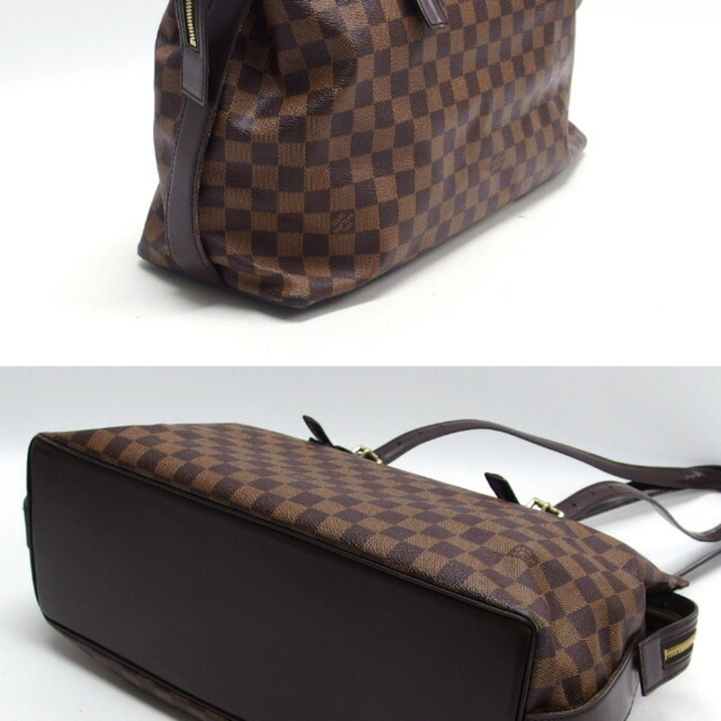 Louis Vuitton Dark Brown Damier Canvas Leather Shoulder Bag Tote Bag