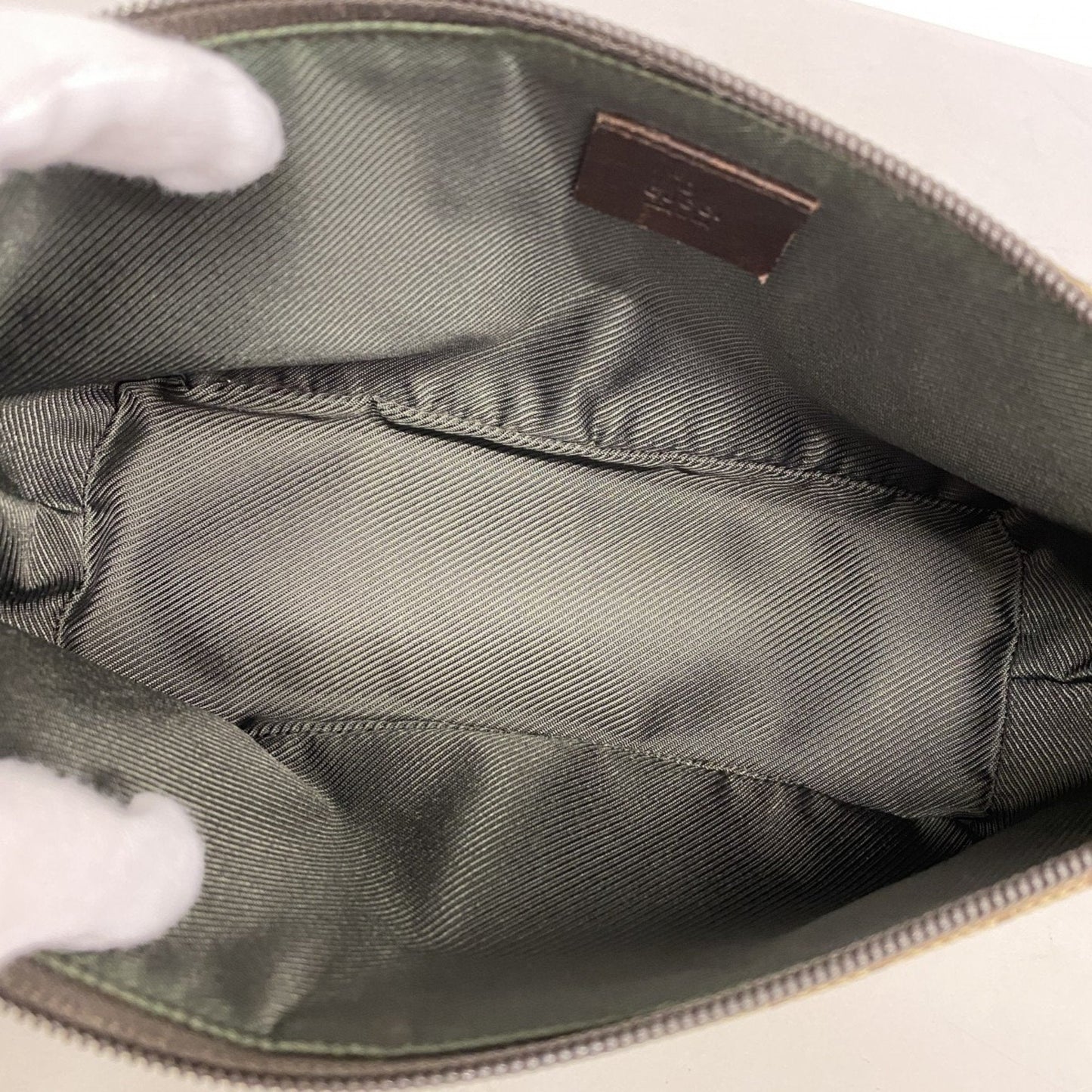 Gucci Brown Canvas Leather Pouch