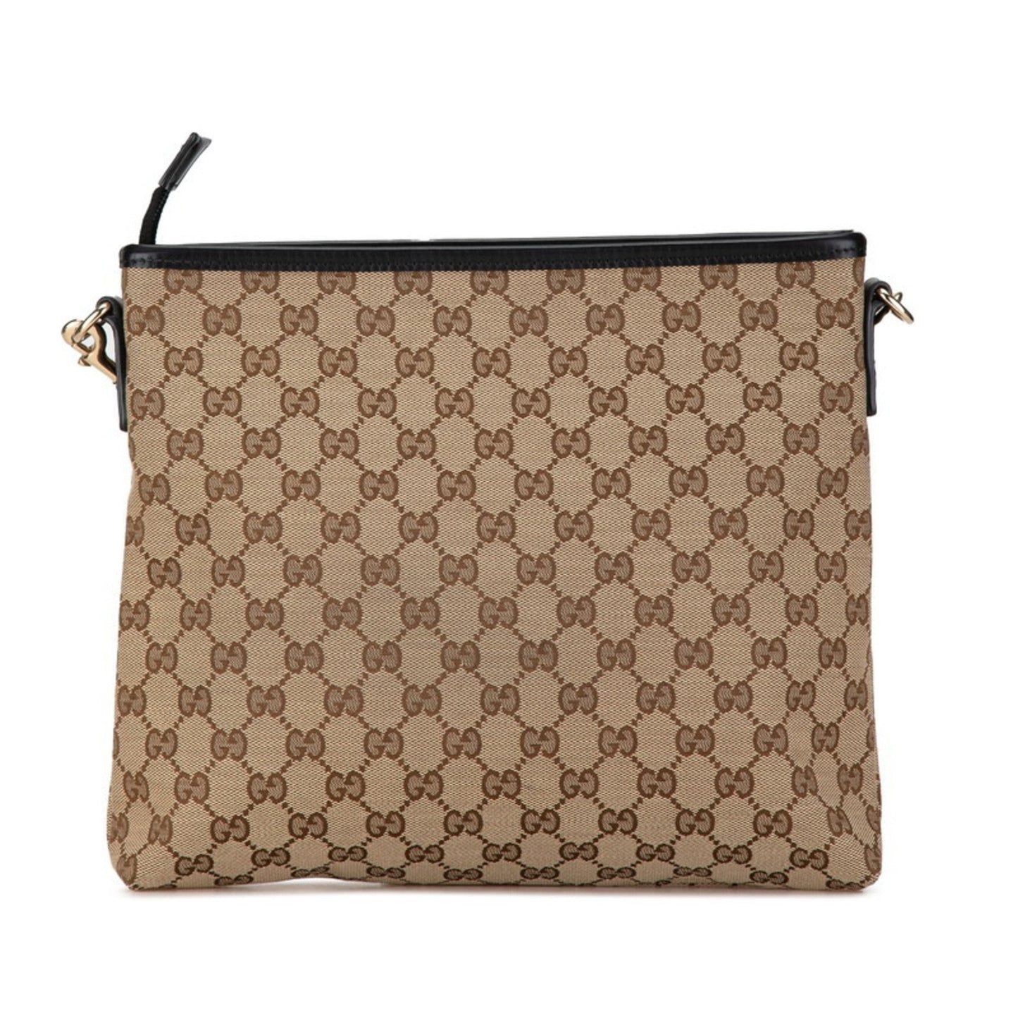 Gucci Beige Black Canvas Leather Shoulder Bag