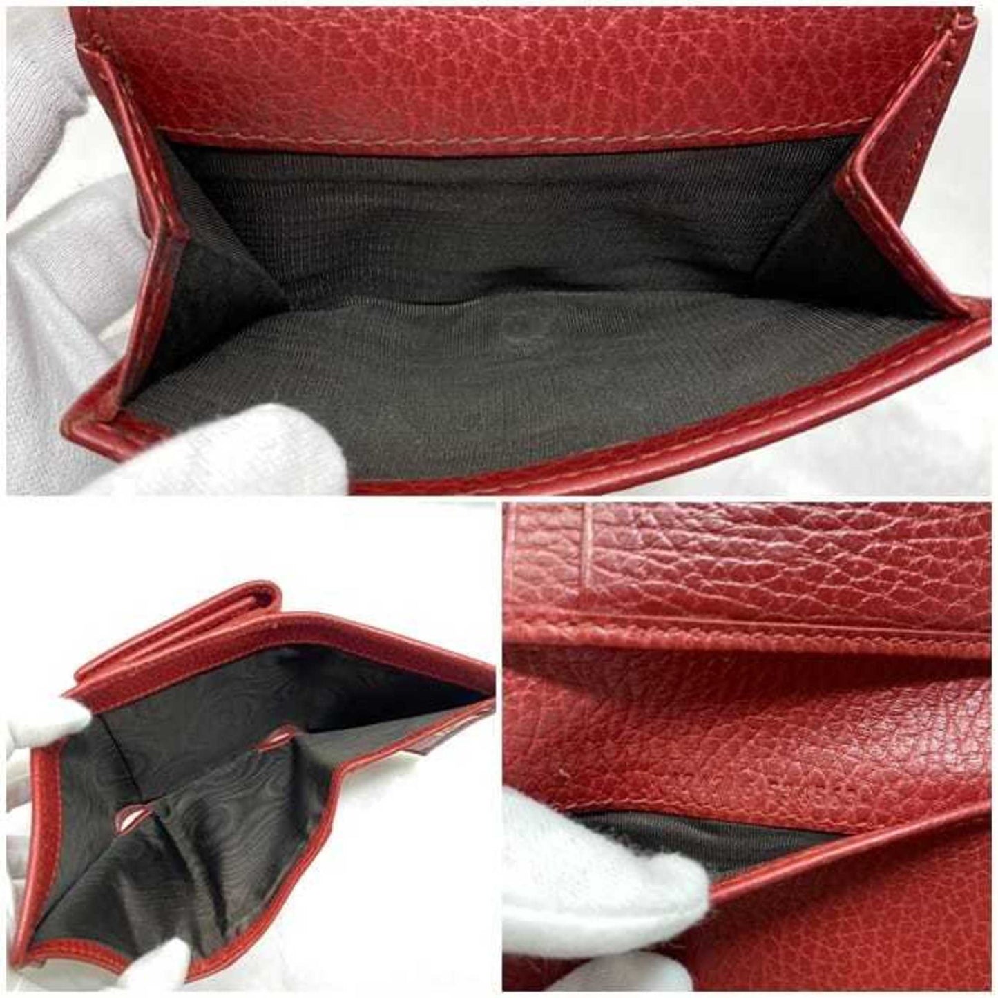 Gucci Red Color Leather Wallet (Tri-Fold)