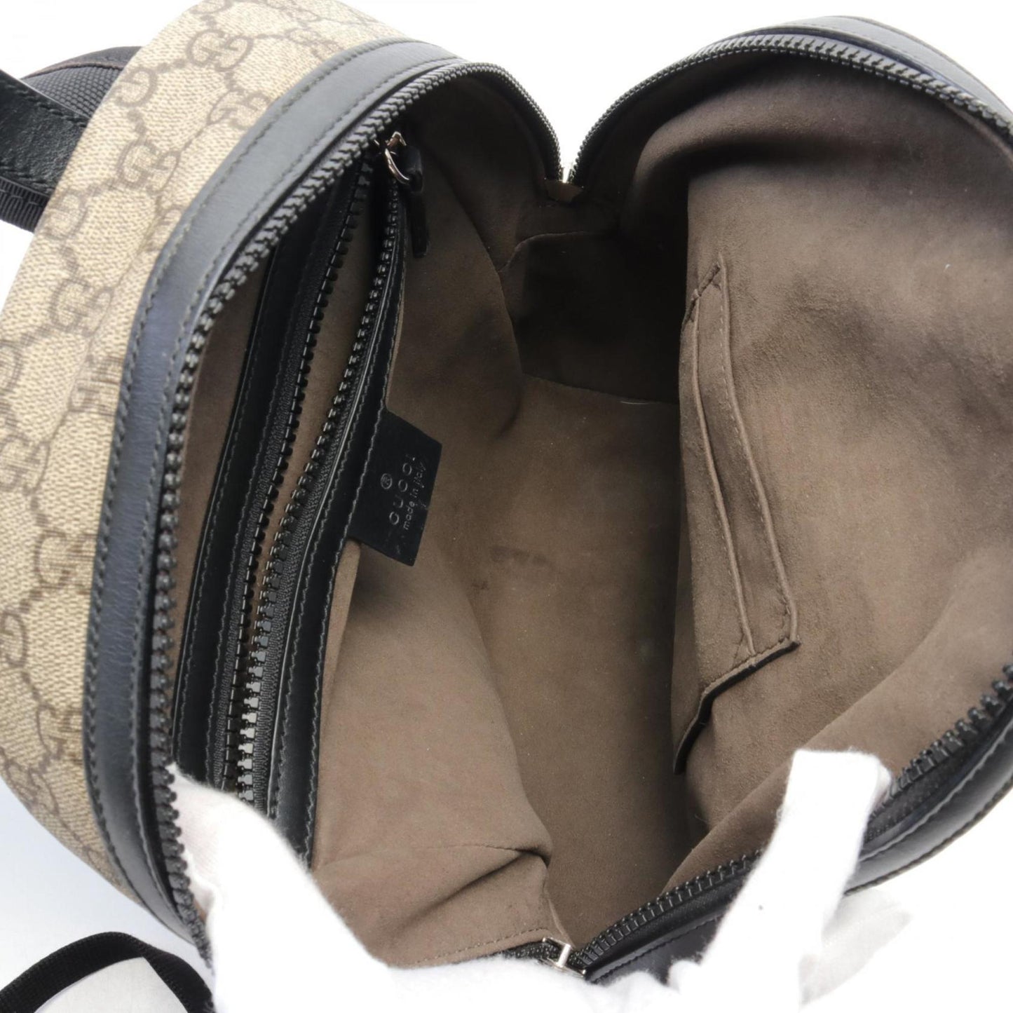 Gucci Beige Black Coated Canvas Leather Backpack