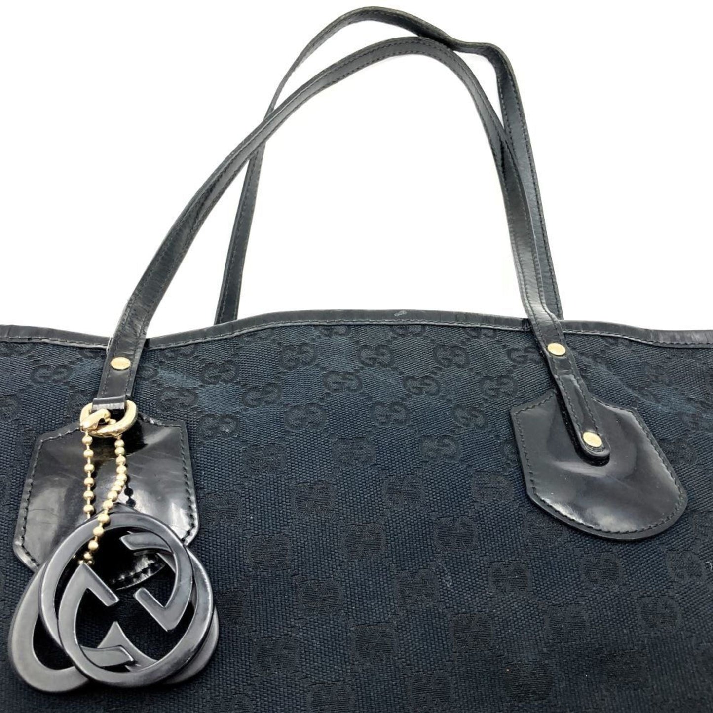 Gucci Black Gg Canvas Handbag Tote Bag