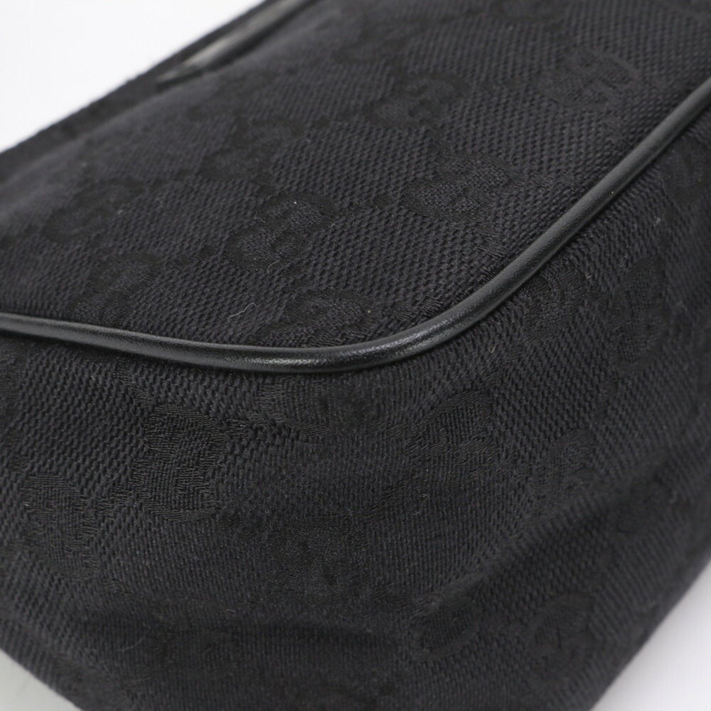 Gucci Gg Canvas Black Leather Canvas Handbag Tote Bag