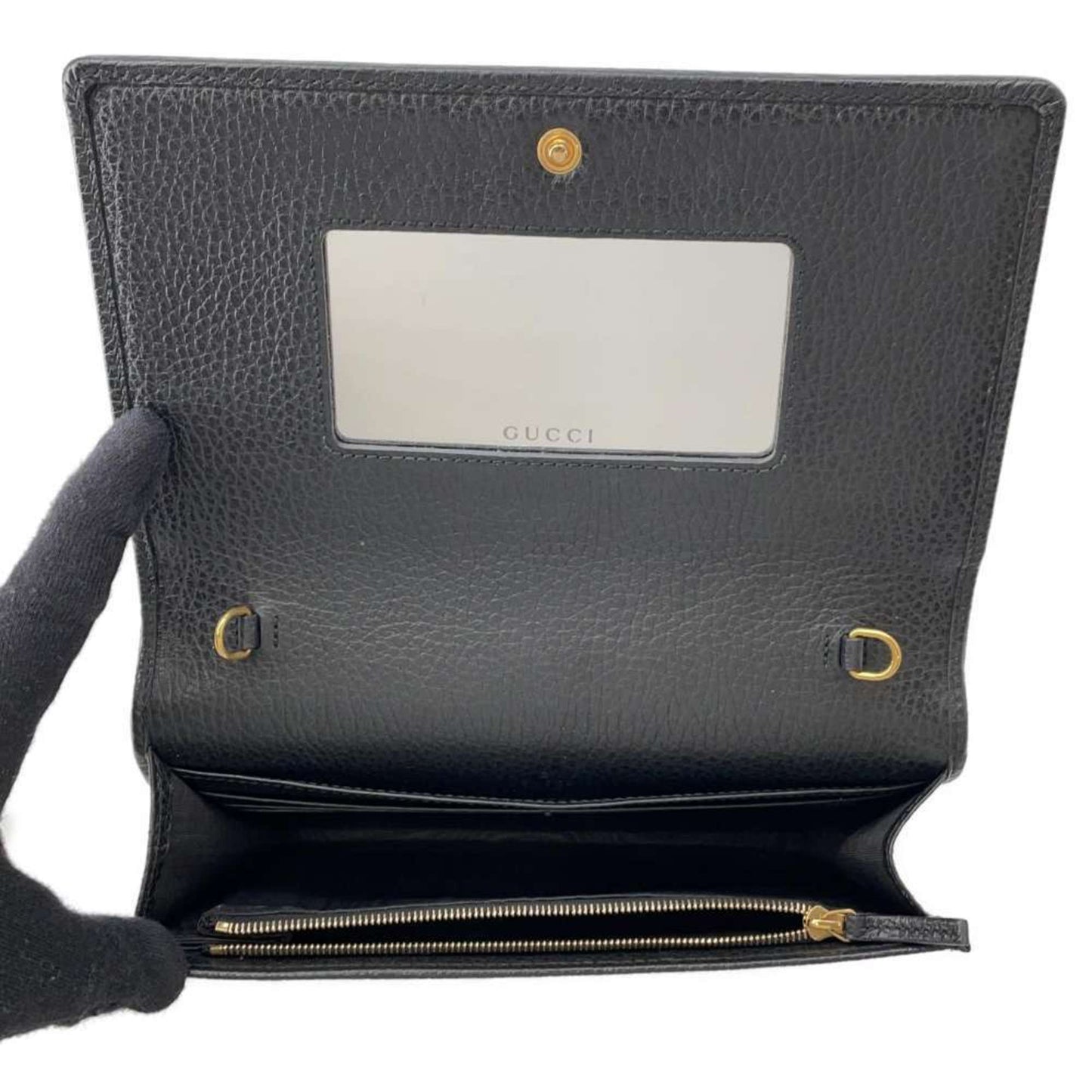 Gucci Black Leather Chain/Shoulder Wallet