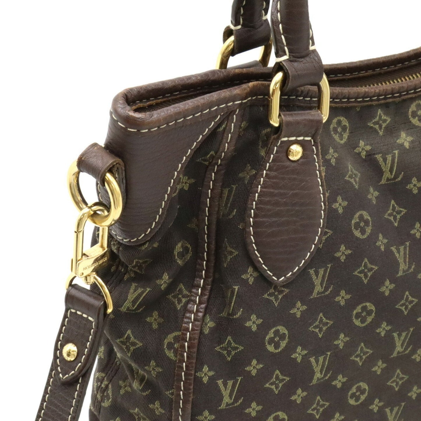 Louis Vuitton Monogram Mini Lin Ebene Canvas Leather Shoulder Bag Tote Bag