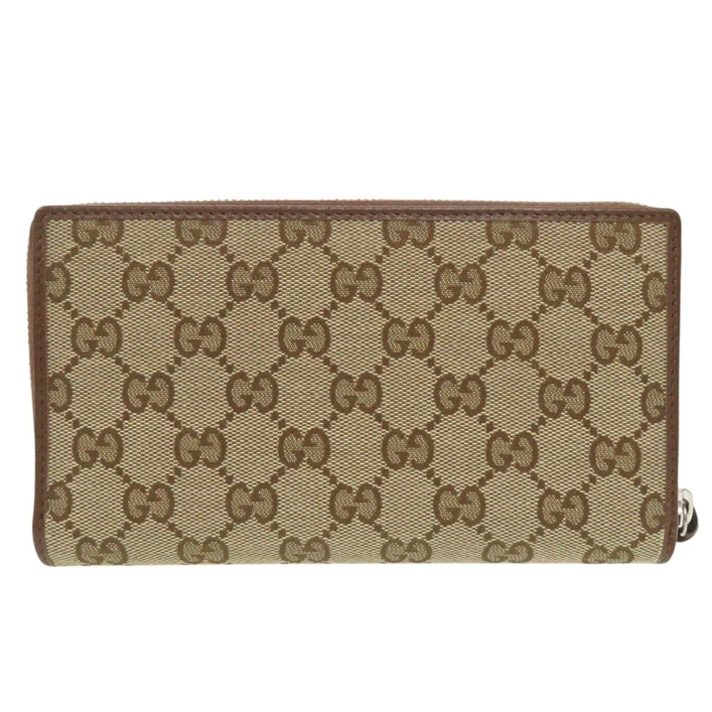 Gucci Beige Brown Gg Canvas Long Wallet (Bi-Fold)