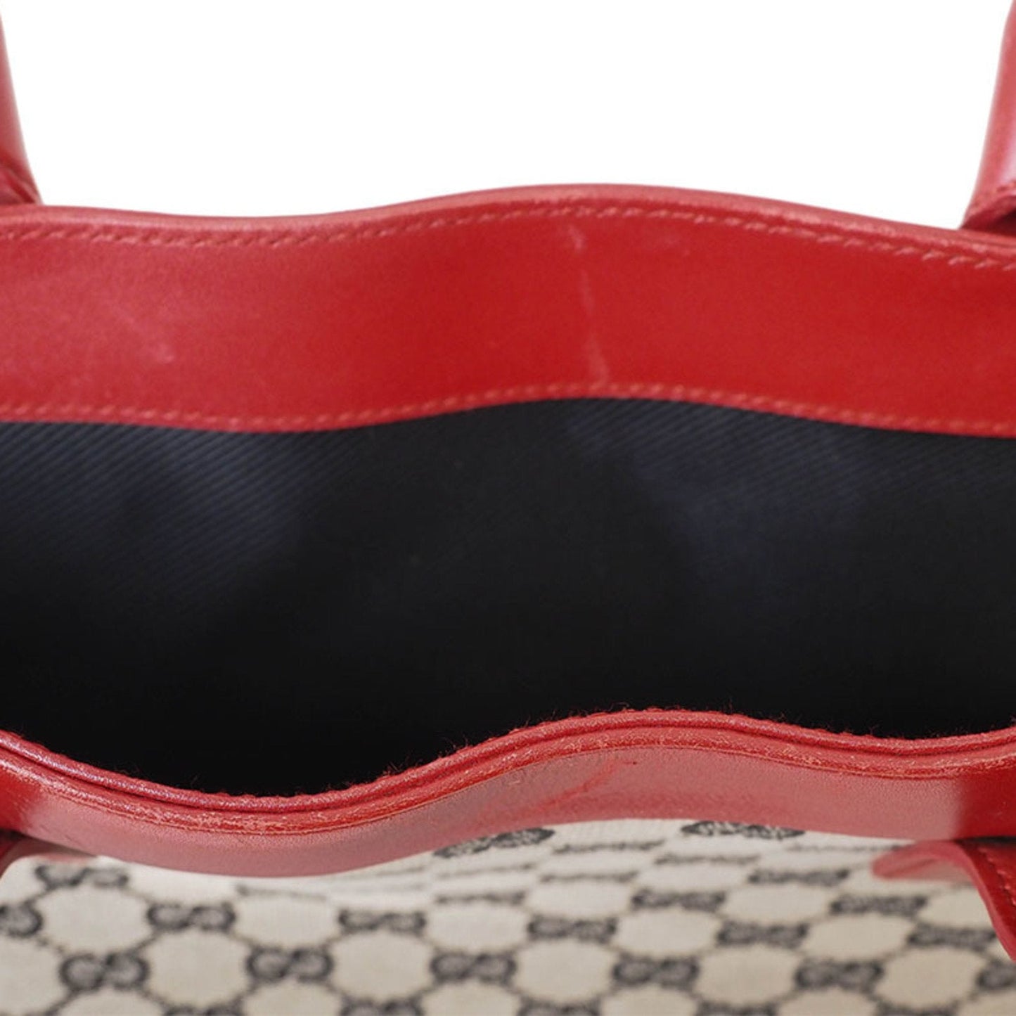 Gucci Gg Canvas Beige Red Color Canvas Leather Handbag Tote Bag