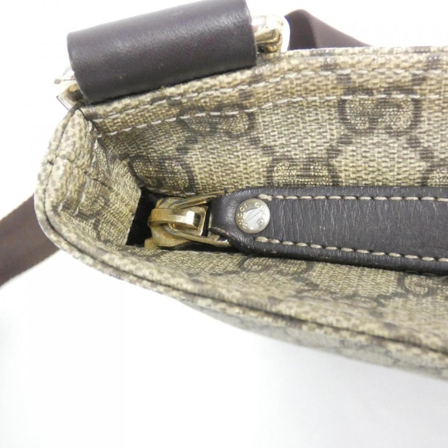 Gucci Beige Dark Brown Gg Plus Shoulder Bag