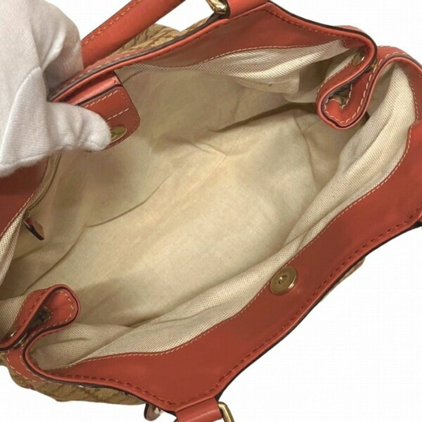 Gucci Beige Pink Canvas Leather Handbag