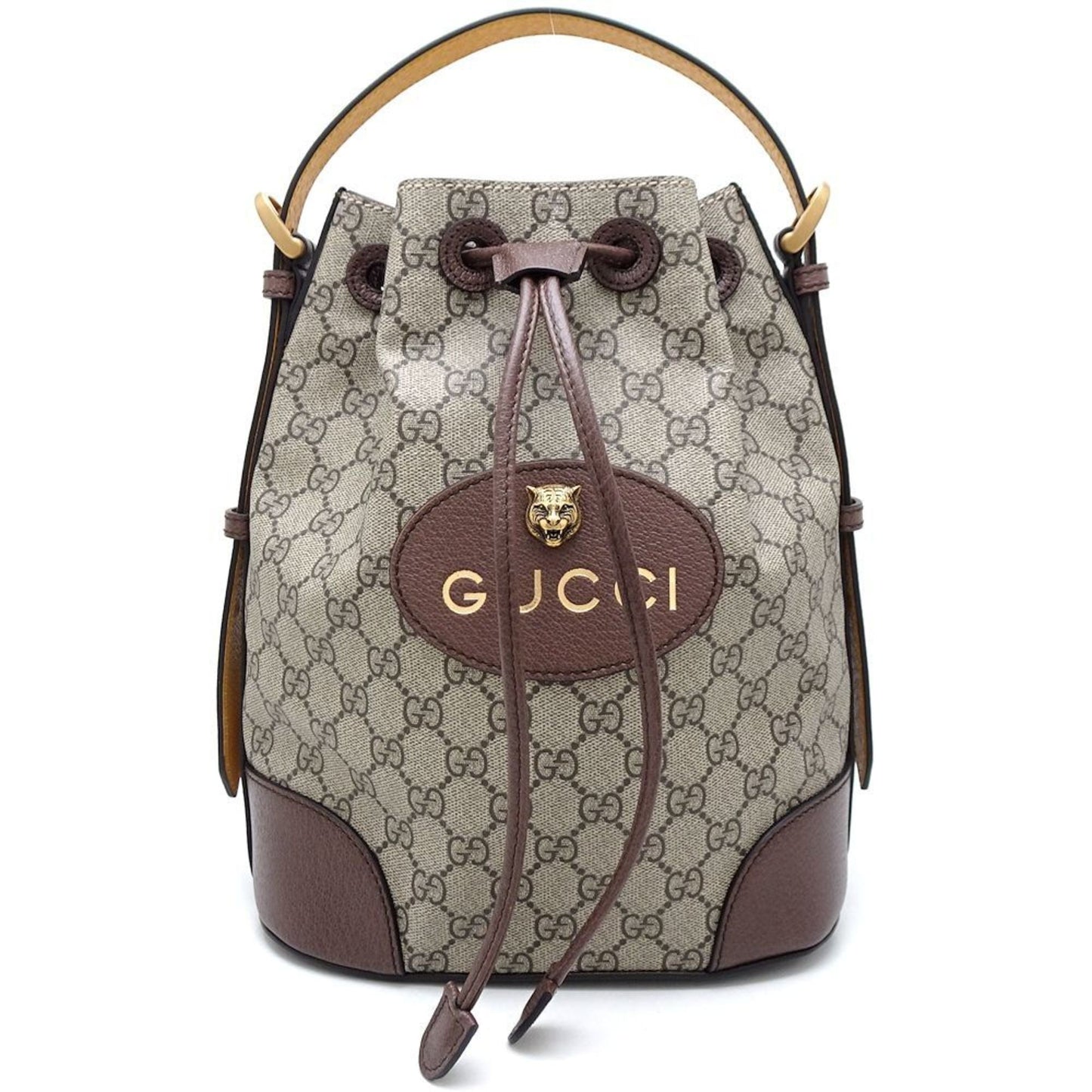 Gucci Beige Brown Yellow Gg Supreme Canvas Leather Backpack
