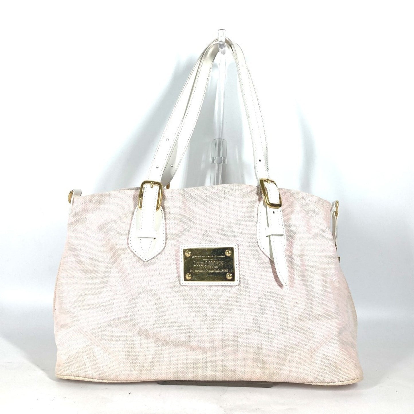 Louis Vuitton Pink White Cotton Shoulder Bag Tote Bag