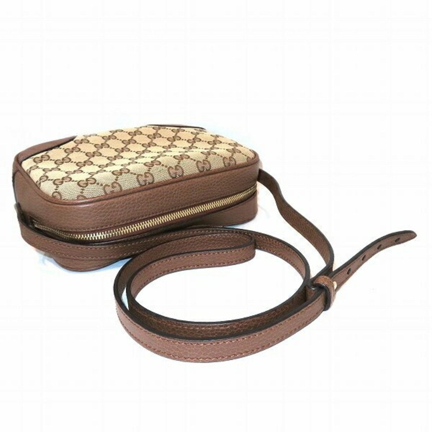 Gucci Brown Gg Canvas Leather Shoulder Bag