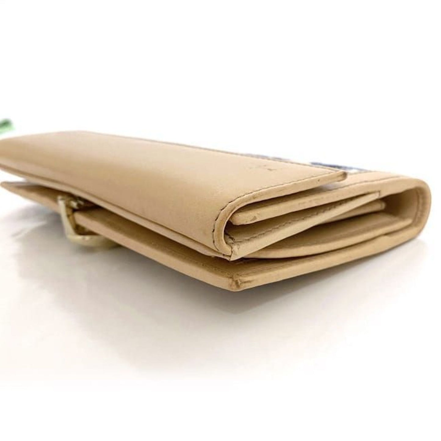 Gucci Beige Blue White Canvas Leather Long Wallet (Bi-Fold)