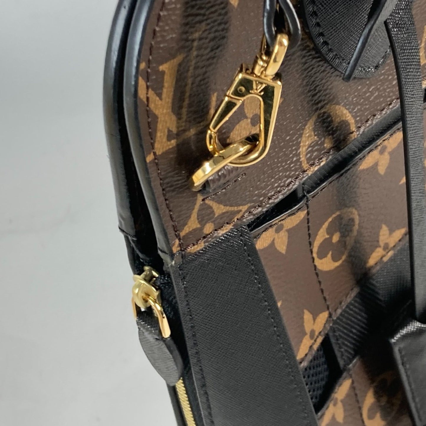 Louis Vuitton Black Brown Monogram Shoulder Bag Tote Bag
