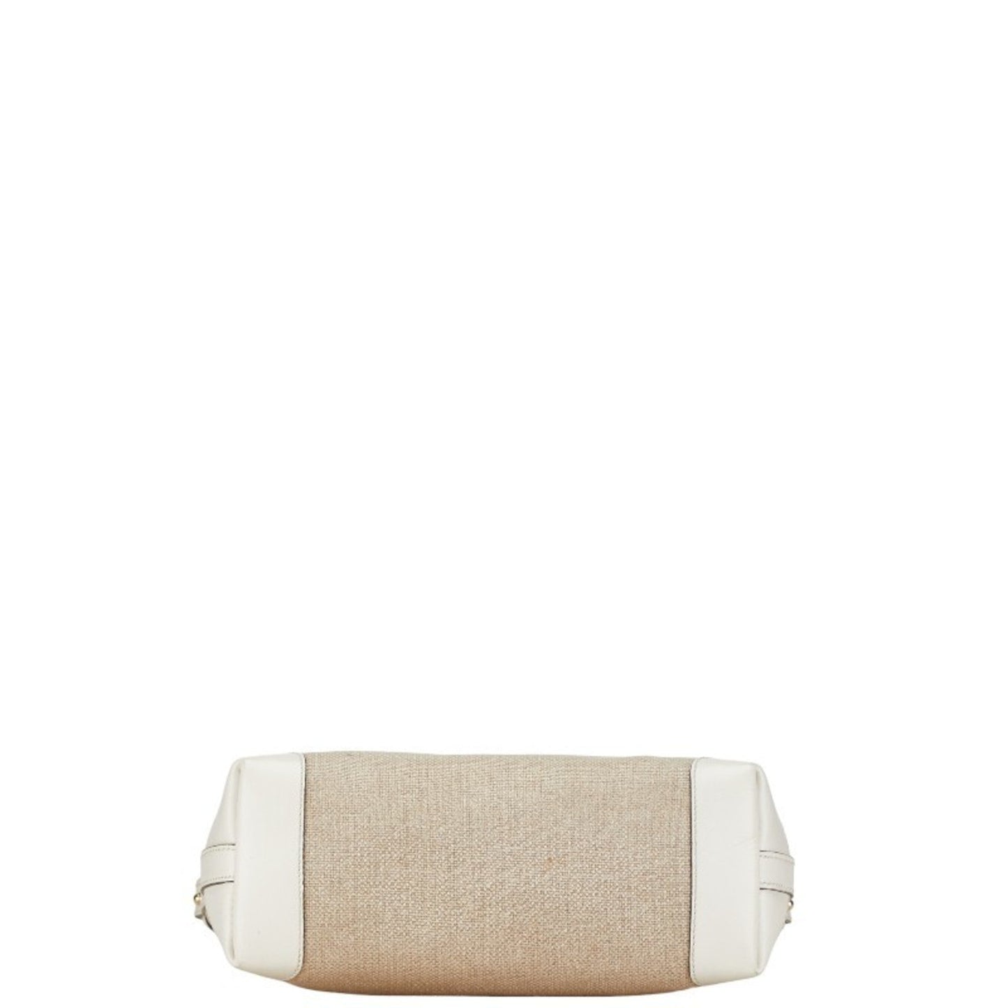Gucci Beige White Canvas Leather Handbag Tote Bag
