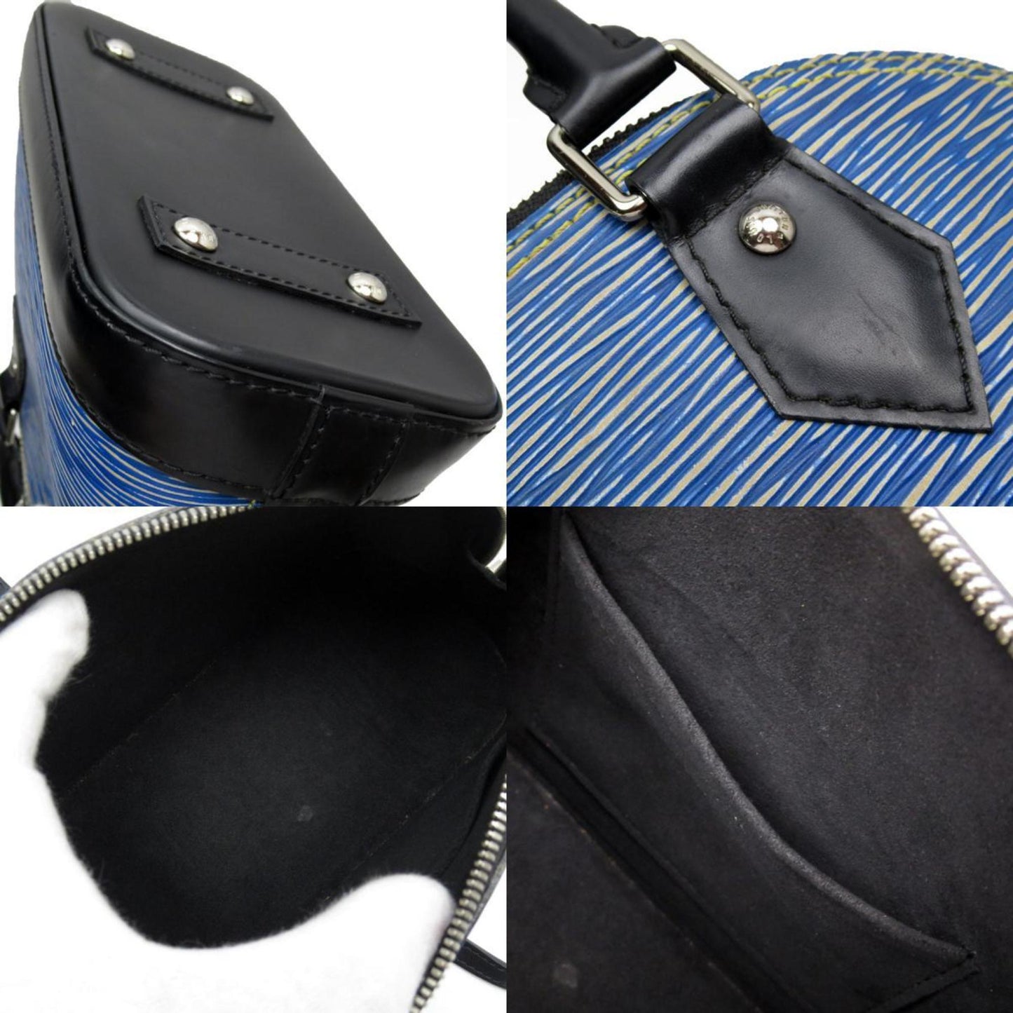 Louis Vuitton Black Blue Epi Leather Handbag Shoulder Bag
