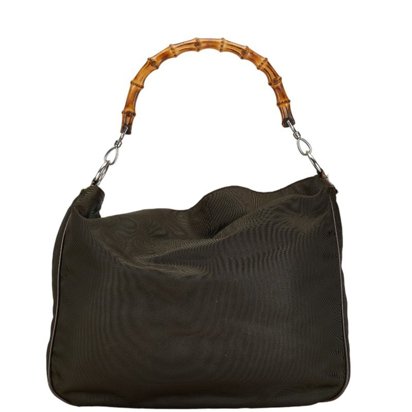 Gucci Brown Khaki Nylon Leather Handbag Shoulder Bag