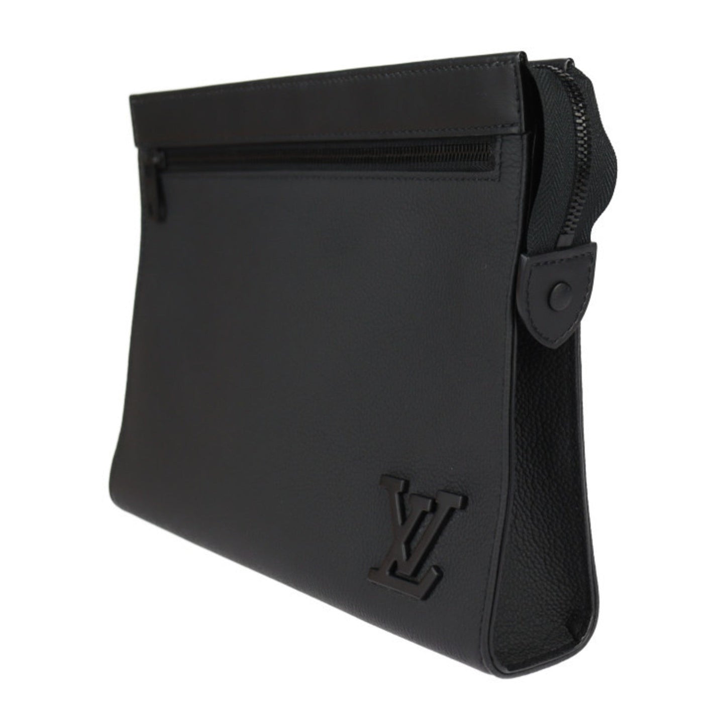 Louis Vuitton Black Leather Clutch Bag Handbag Shoulder Bag