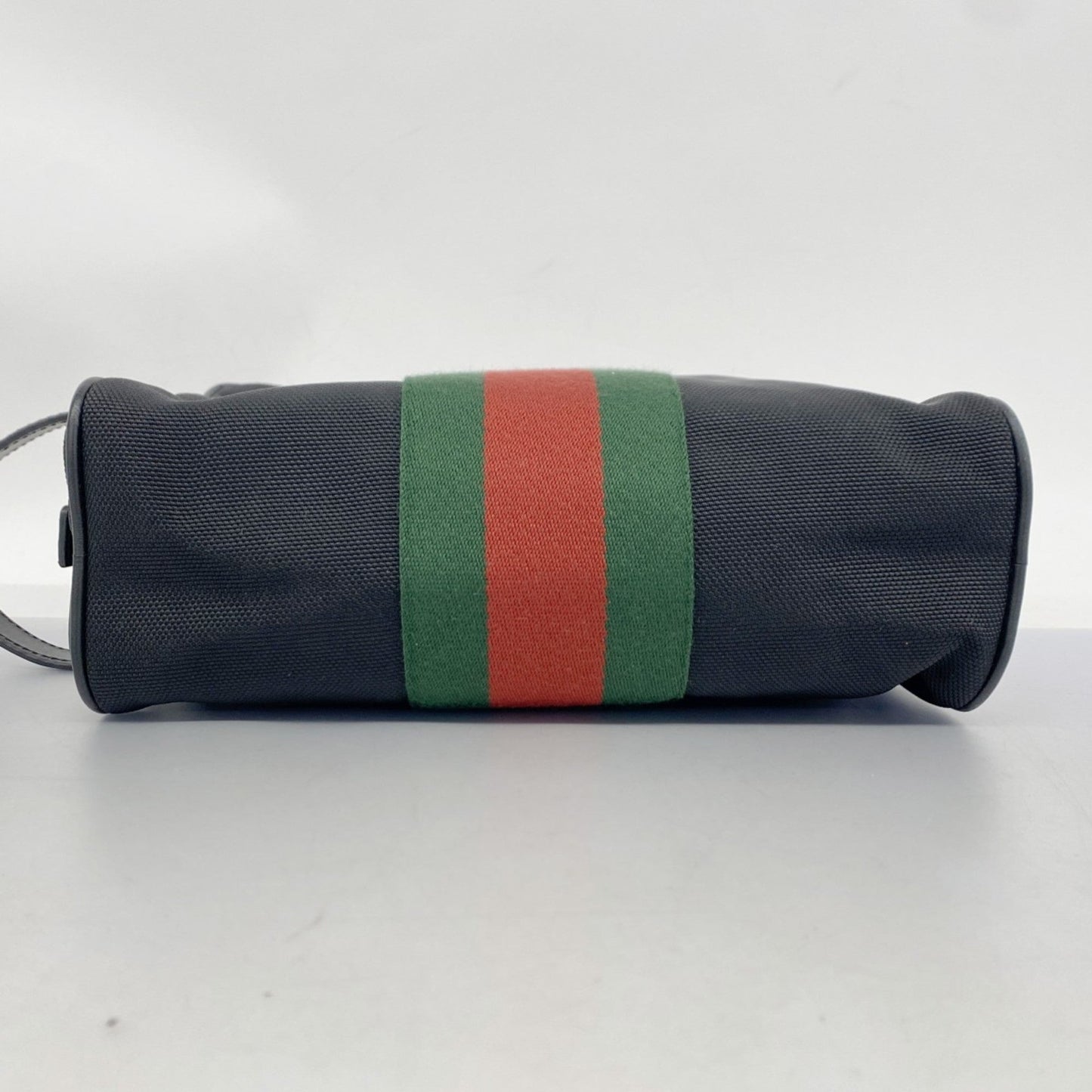 Gucci Black Green Red Color Nylon Canvas Clutch Bag