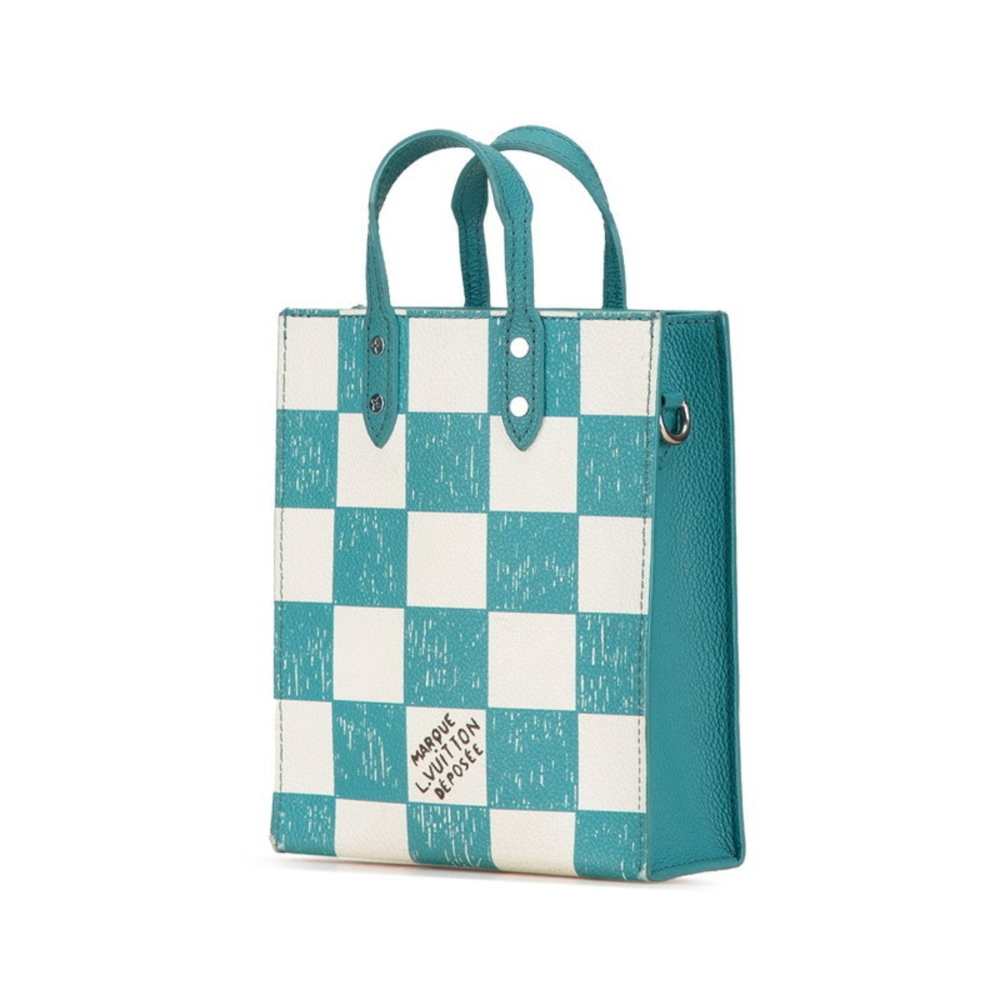 Louis Vuitton Damier Green White Leather Handbag Shoulder Bag