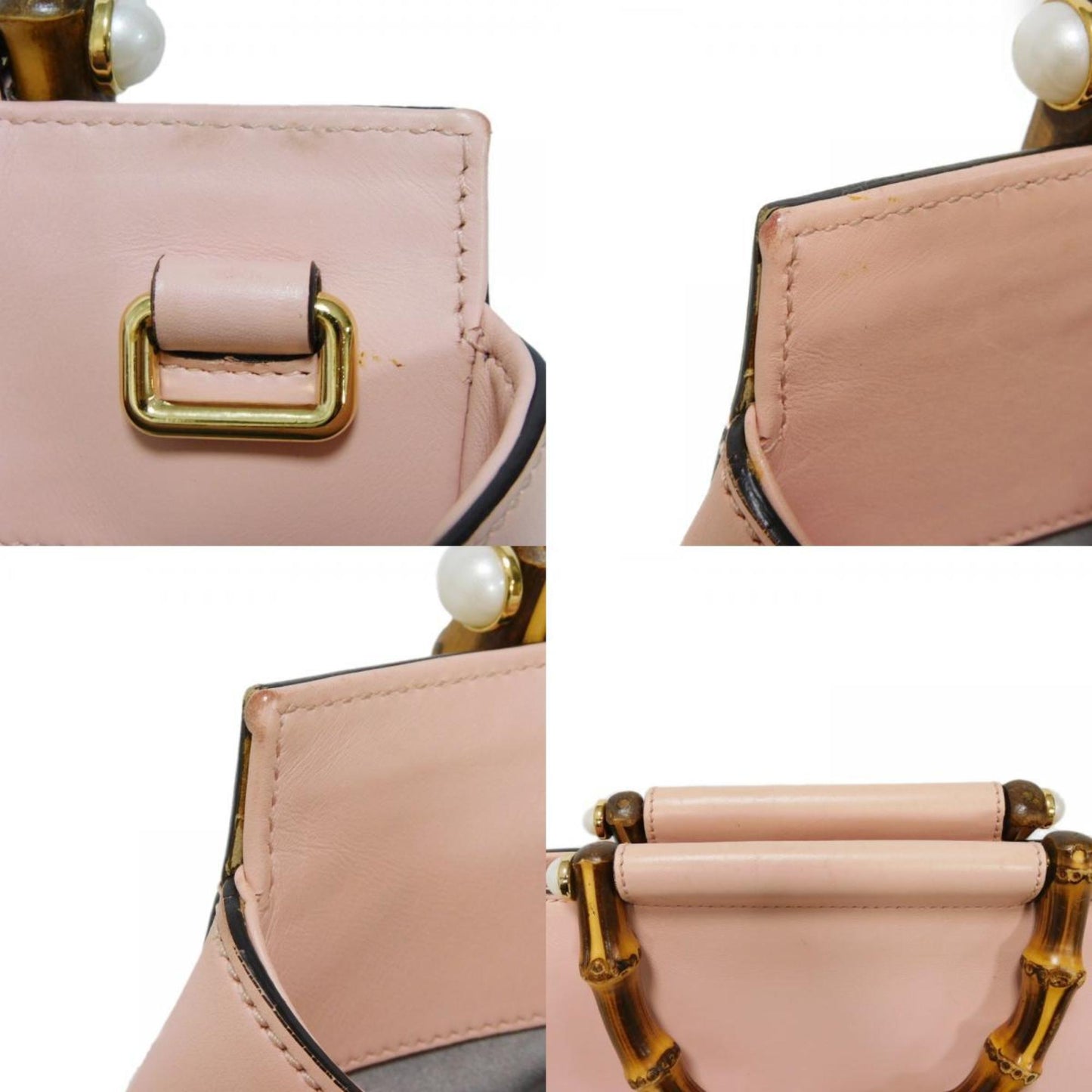 Gucci Light Pink Bamboo Leather Handbag