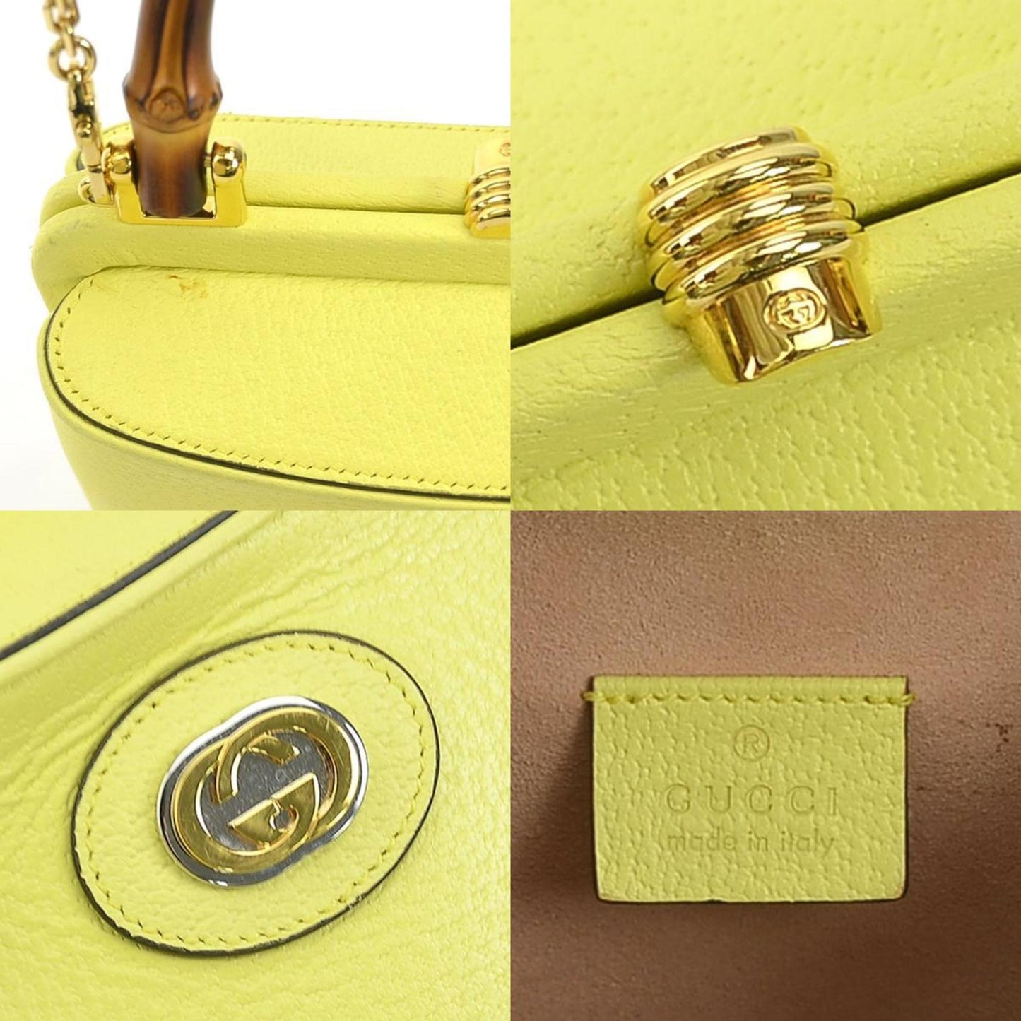 Gucci Yellow Leather Handbag Shoulder Bag
