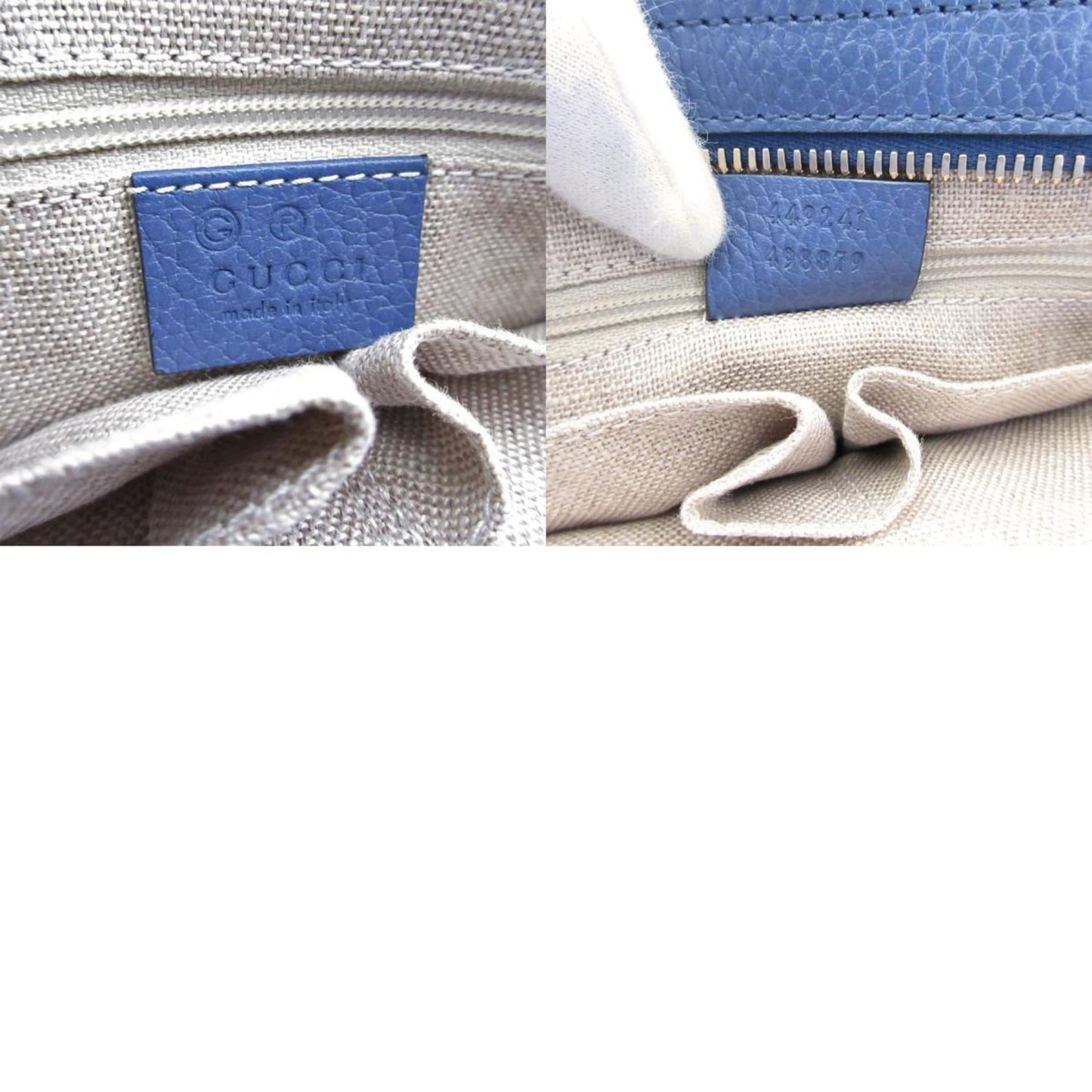 Gucci Beige Brown Blue Canvas Leather Handbag Shoulder Bag