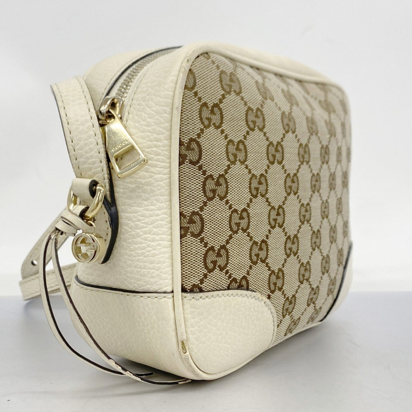 Gucci Brown White Canvas Shoulder Bag