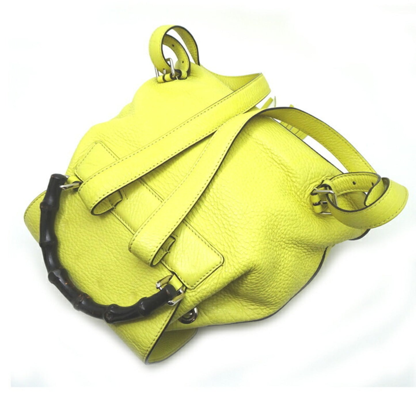 Gucci Yellow Gg Canvas Leather Backpack