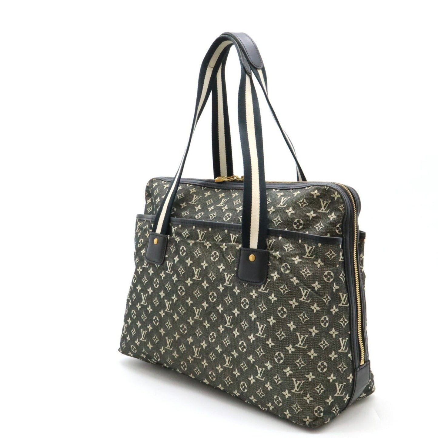 Louis Vuitton Black Noir Canvas Leather Shoulder Bag Tote Bag