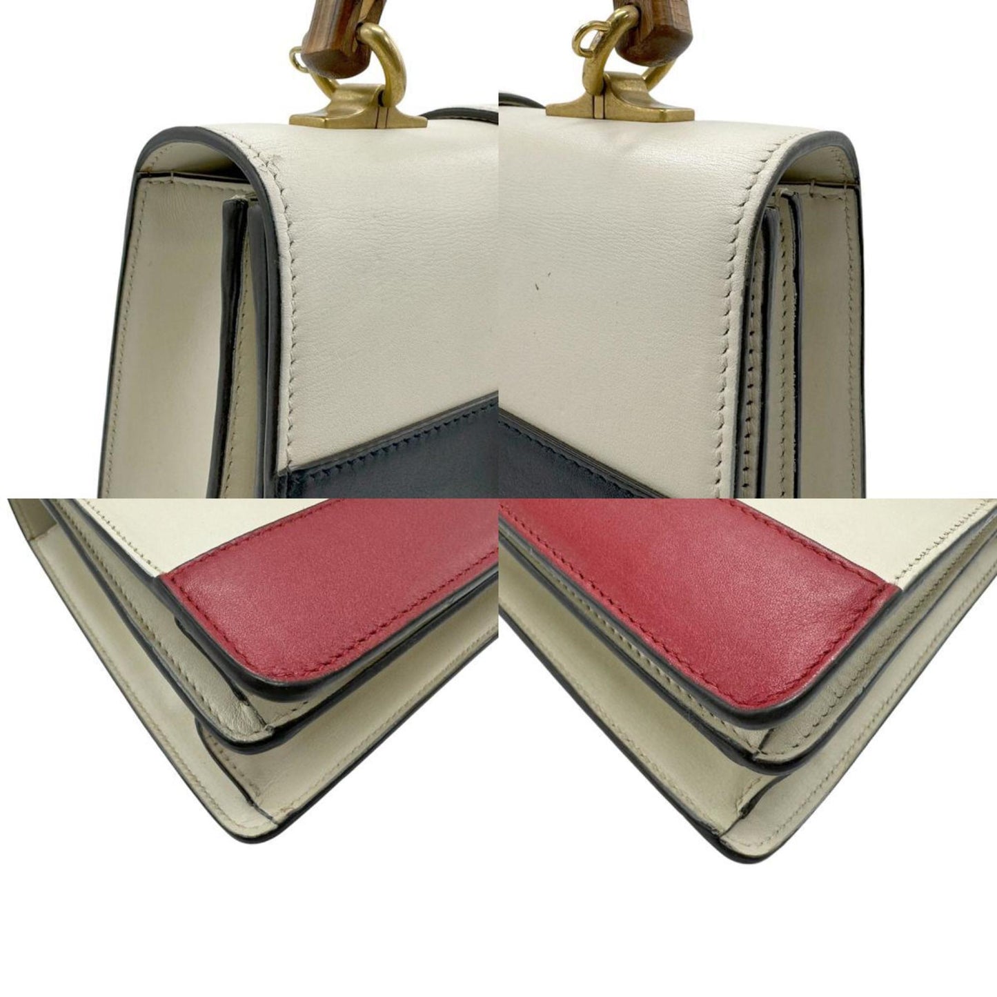 Gucci Navy Off-White Red Color Leather Handbag Shoulder Bag