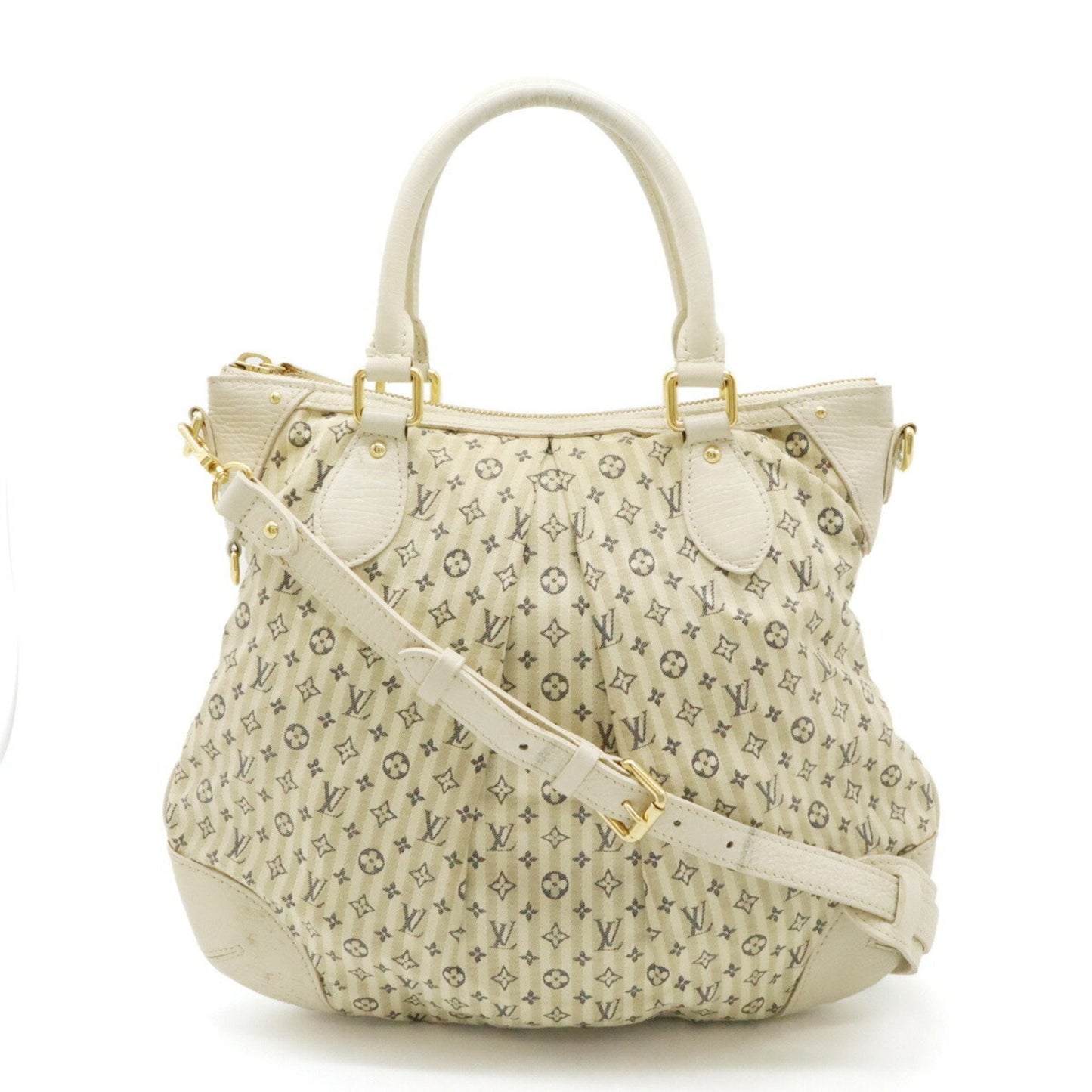 Louis Vuitton Blue Canvas Leather Handbag Shoulder Bag Tote Bag