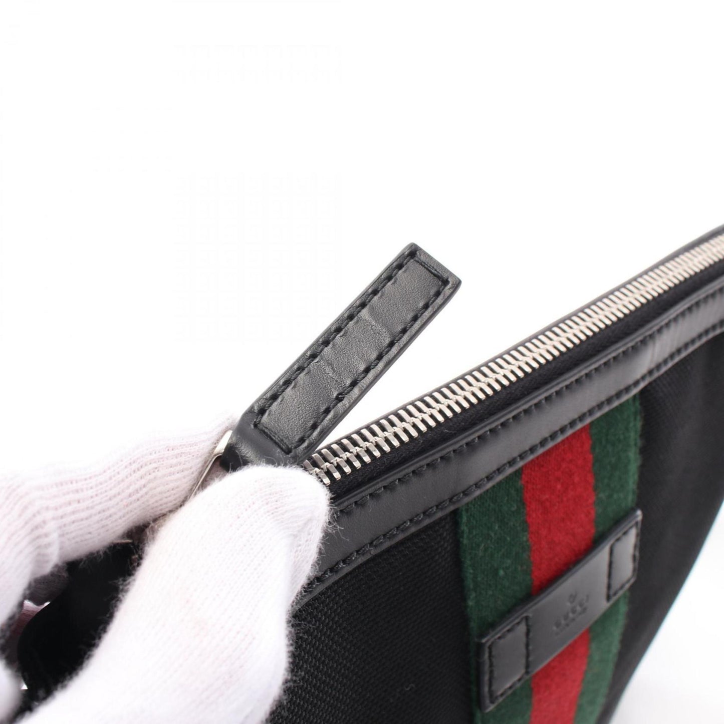 Gucci Black Green Red Color Nylon Canvas Shoulder Bag