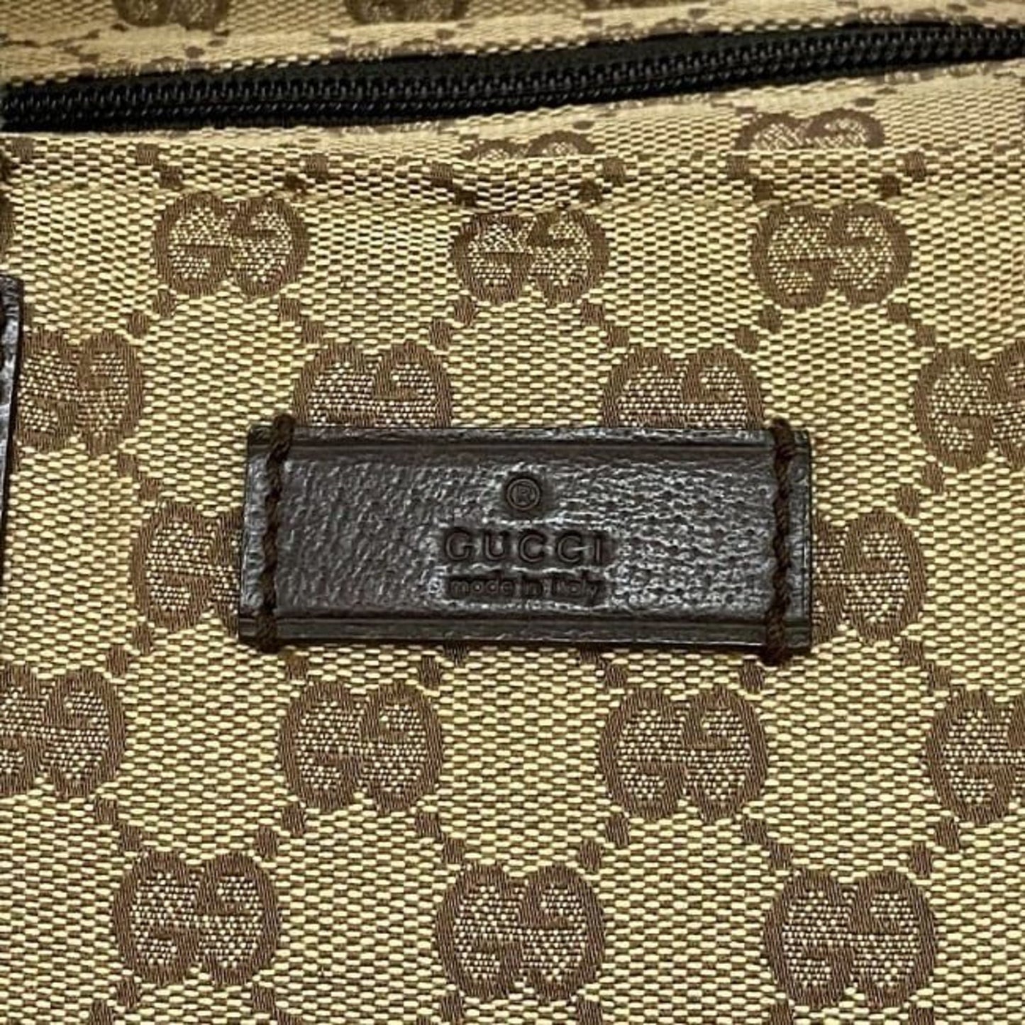 Gucci Beige Brown Canvas Leather Handbag Tote Bag
