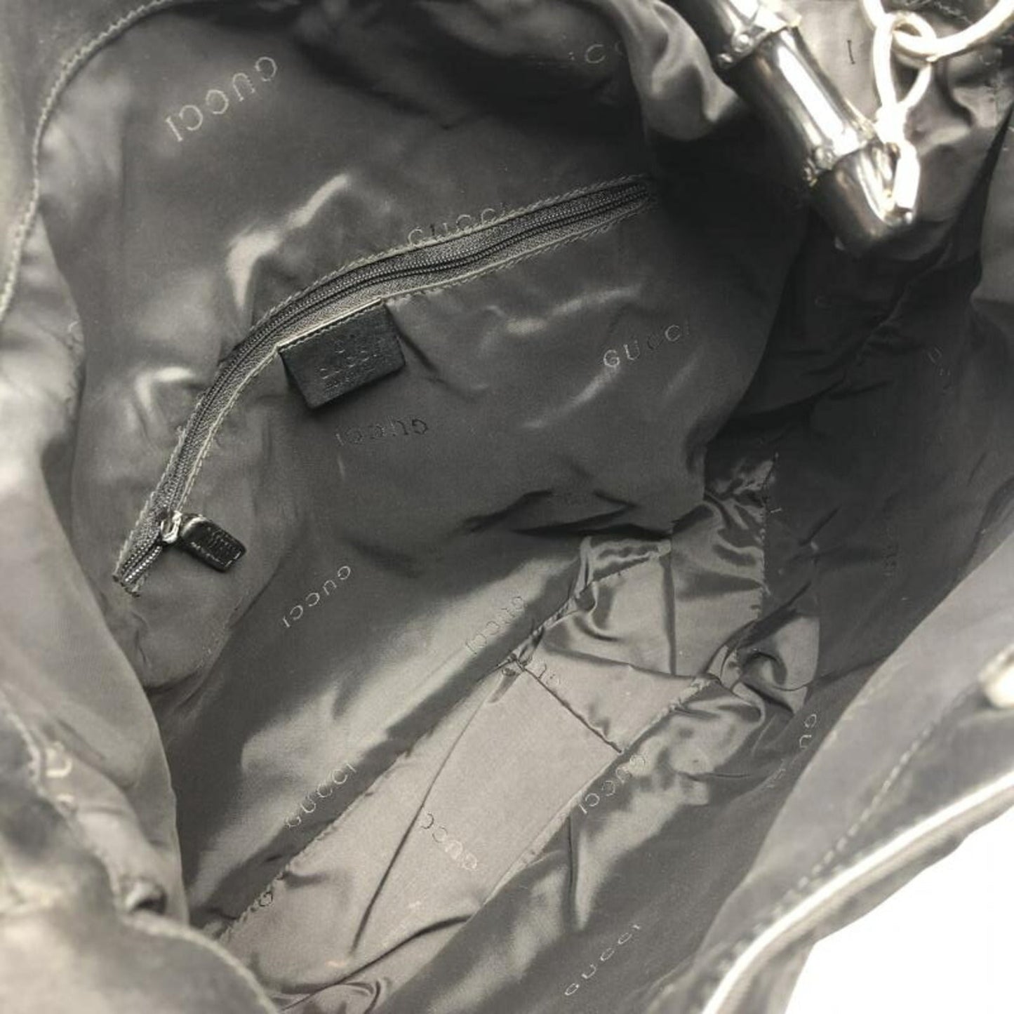 Gucci Black Bamboo Nylon Tote Bag