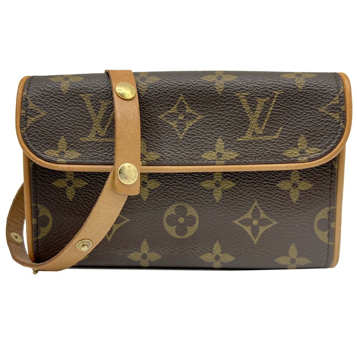 Louis Vuitton Brown Pvc Leather Pochette Pouch Shoulder Bag ()