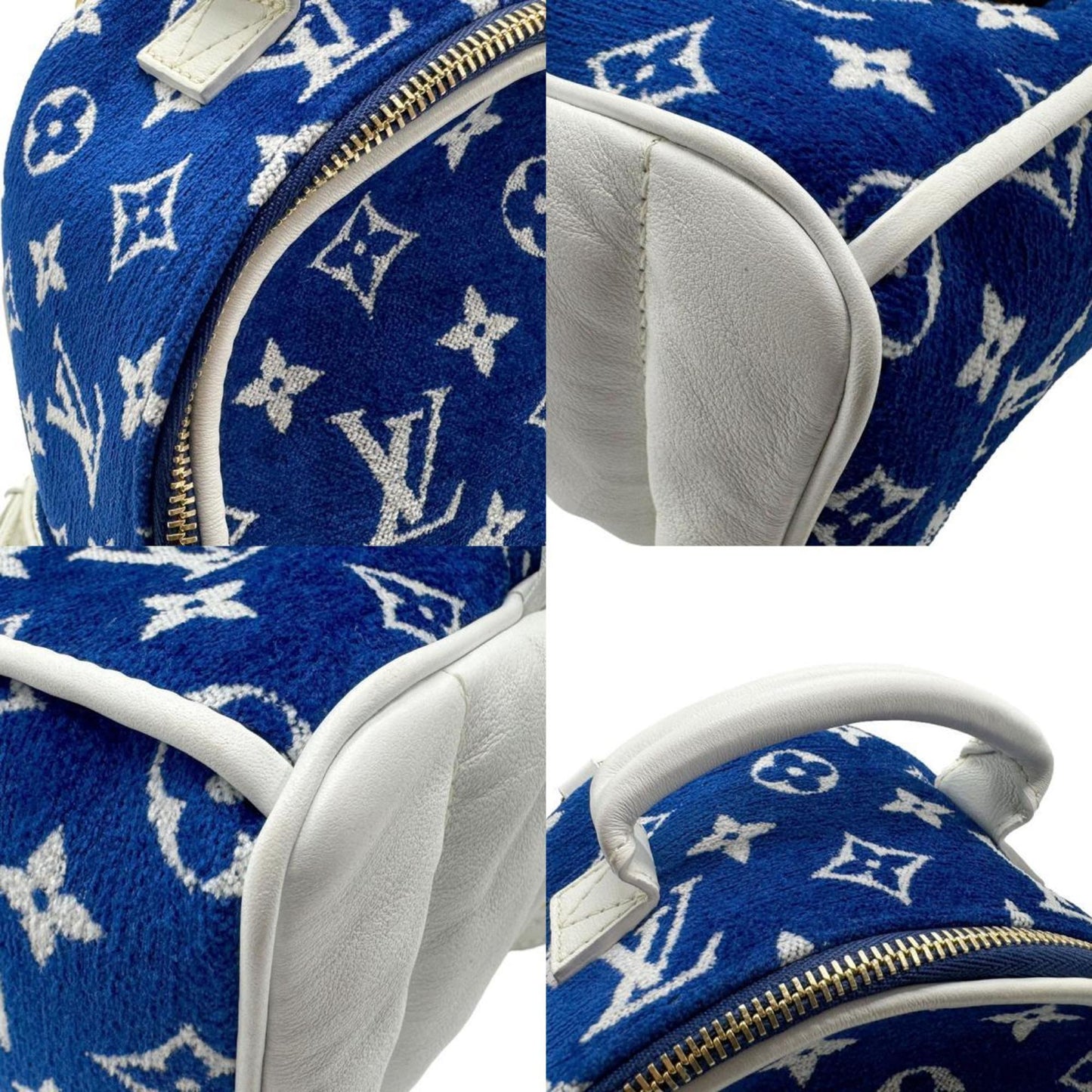 Louis Vuitton Blue White Velvet Leather Backpack