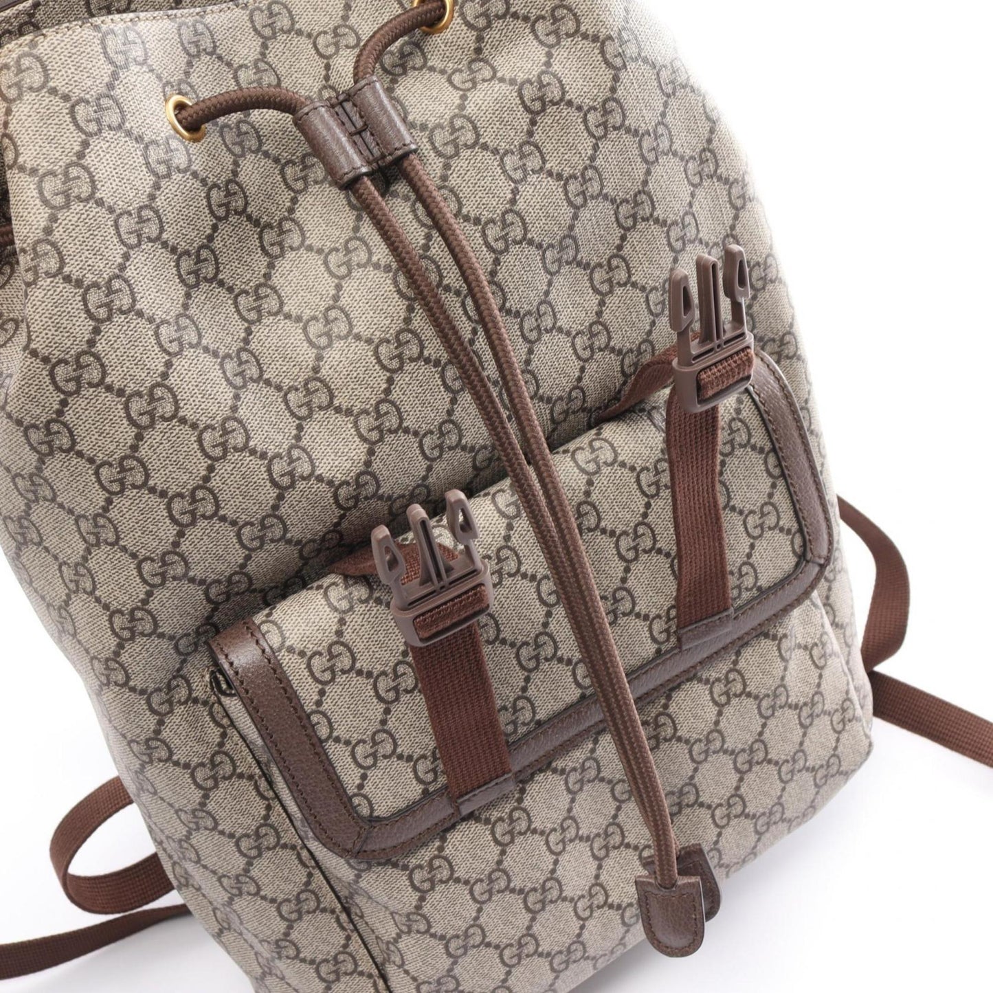Gucci Beige Brown Multi-Color Pvc Coated Canvas Leather Backpack
