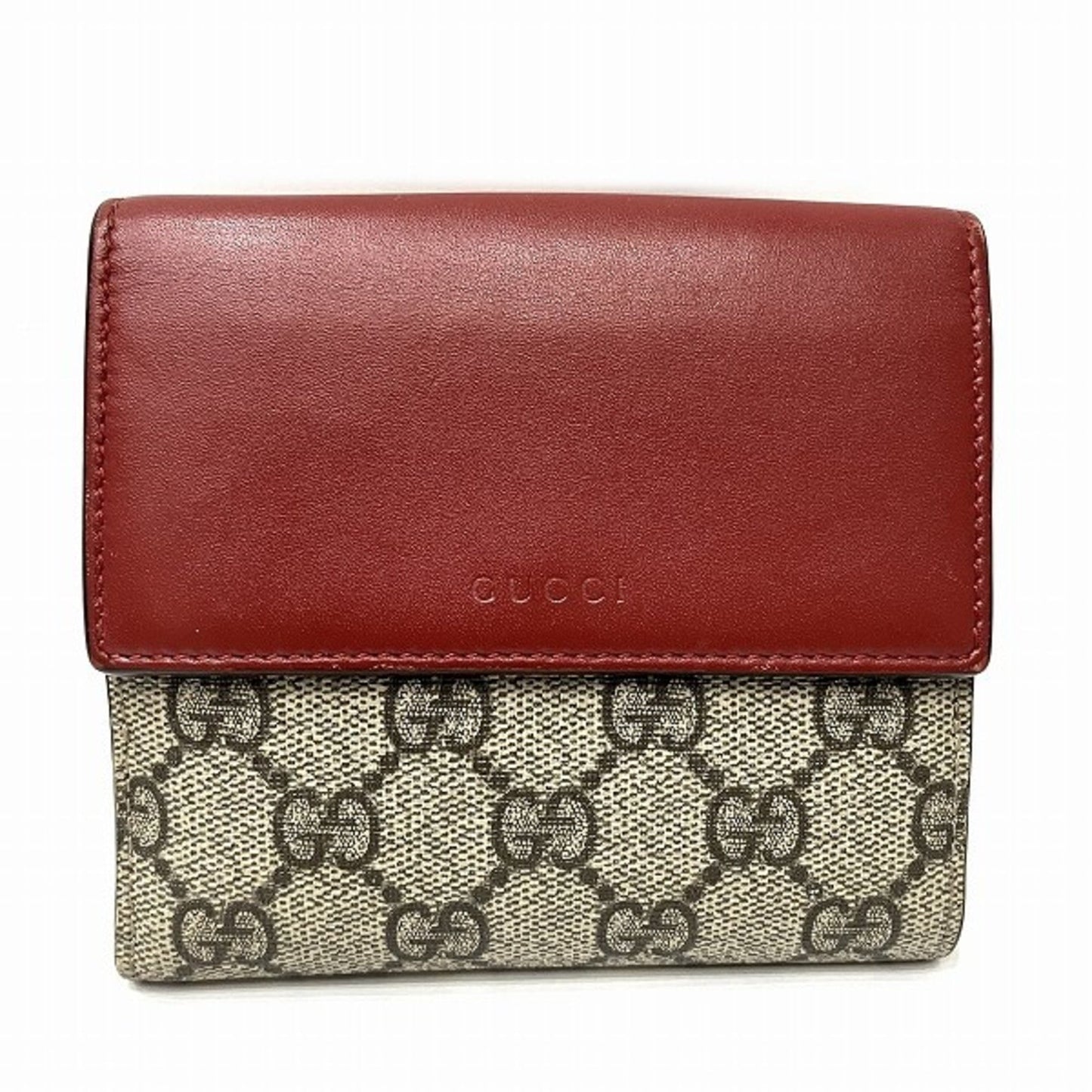 Gucci Gray Red Color Leather Pvc Wallet (Bi-Fold)