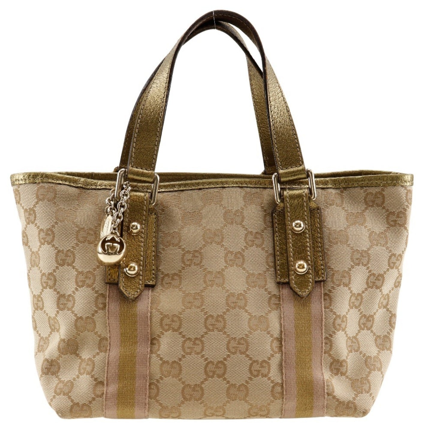 Gucci Brown Gg Canvas Leather Handbag ()