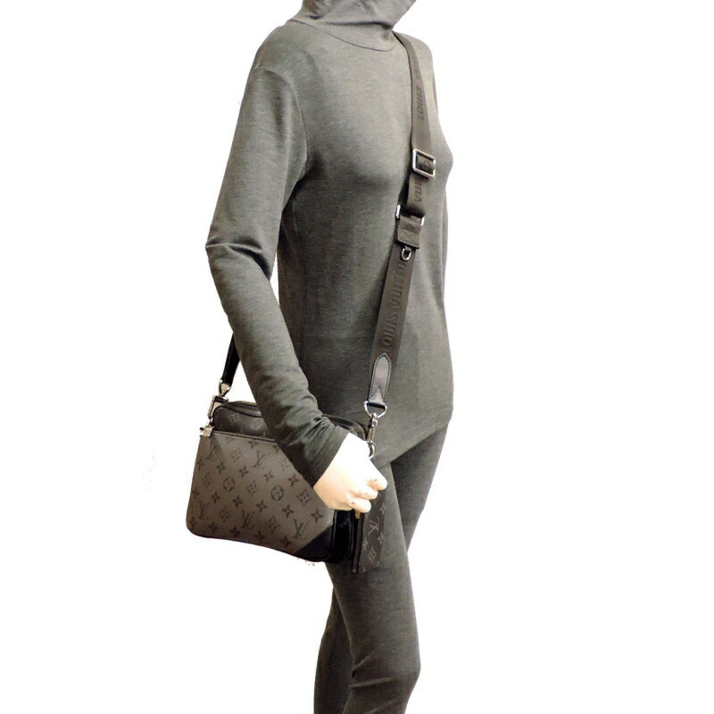Louis Vuitton Black Gray Monogram Eclipse Pouch Shoulder Bag