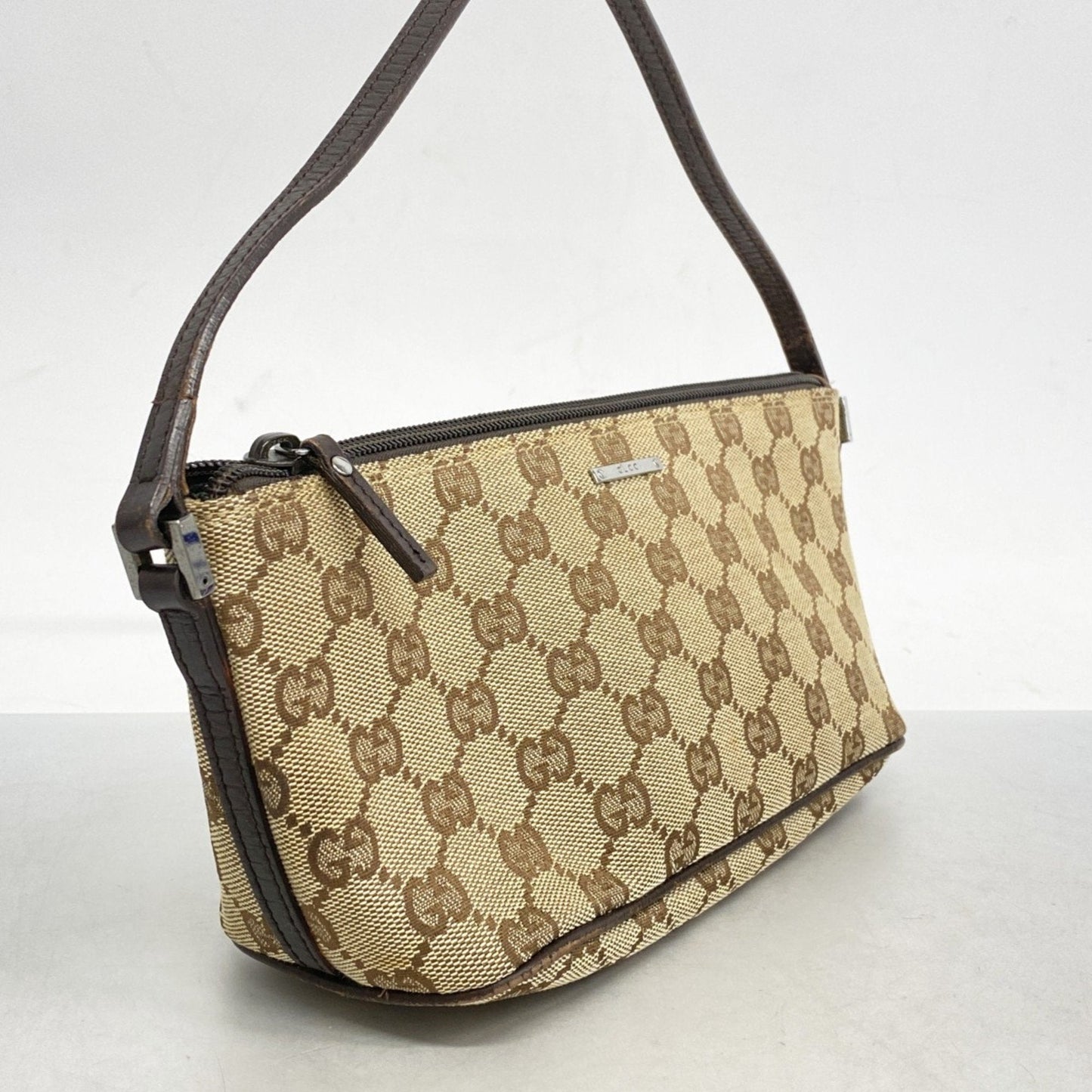 Gucci Brown Canvas Leather Pouch