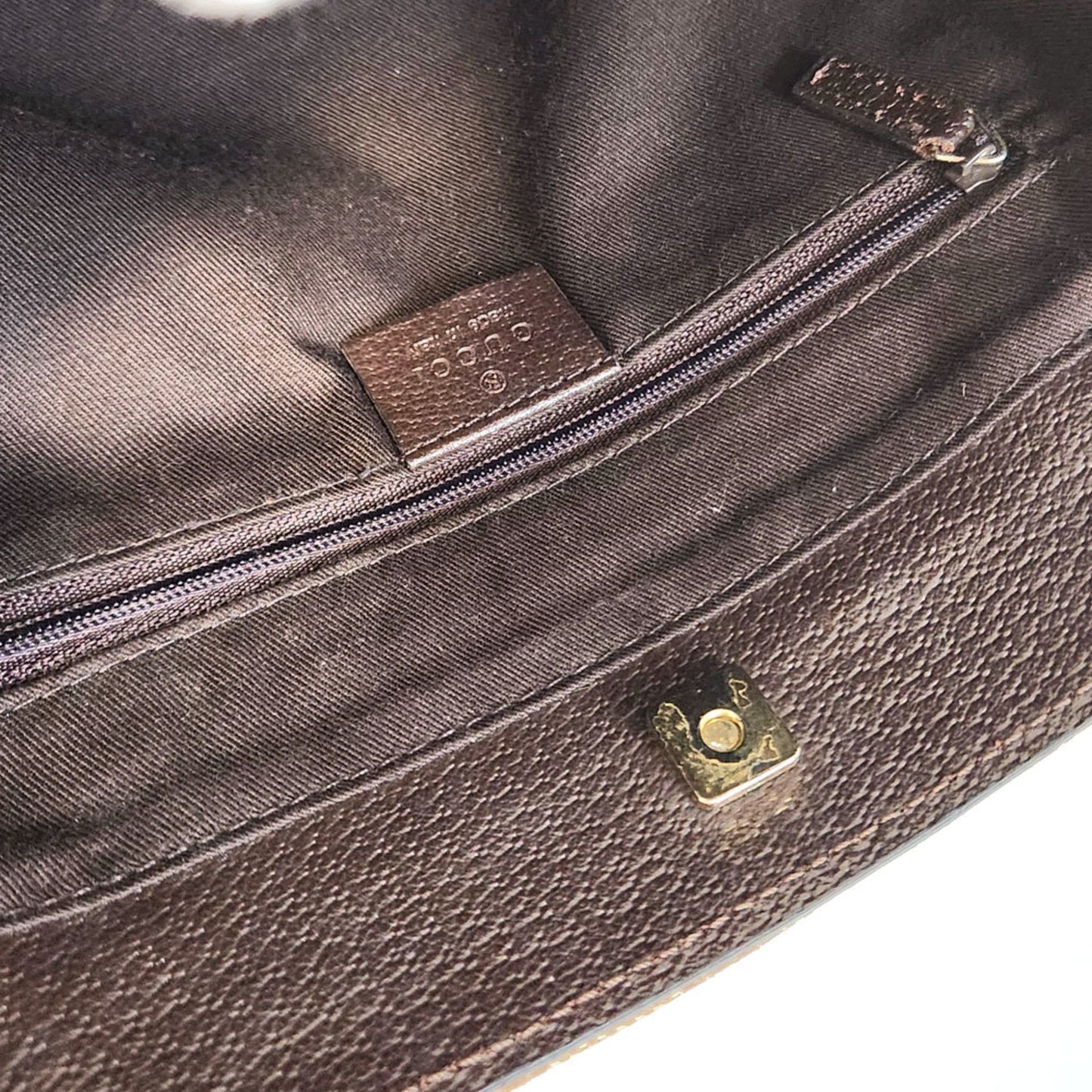 Gucci Beige Brown Canvas Leather Handbag Tote Bag