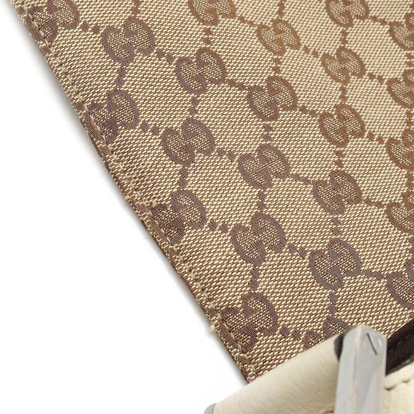 Gucci Beige Ivory Canvas Leather Shoulder Bag