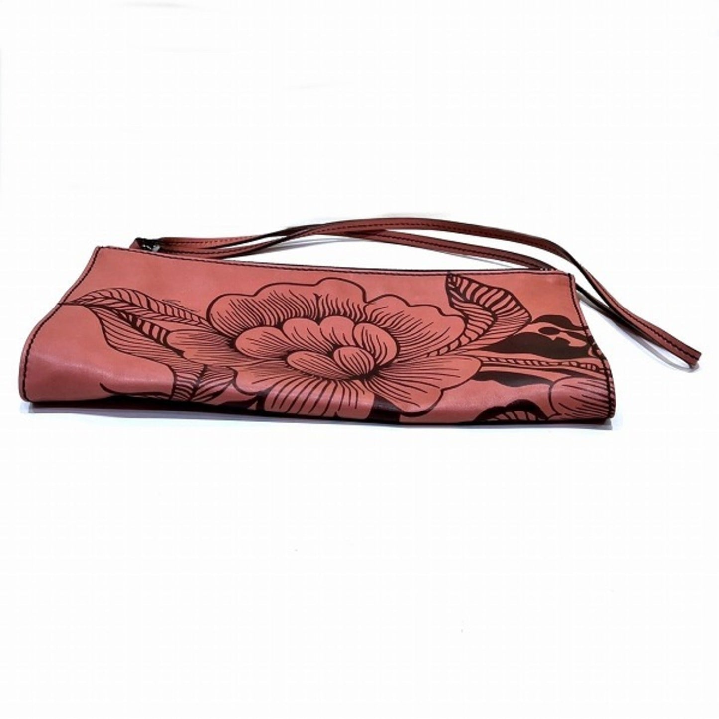 Gucci Flora Brown Pink Leather Clutch Bag Pouch